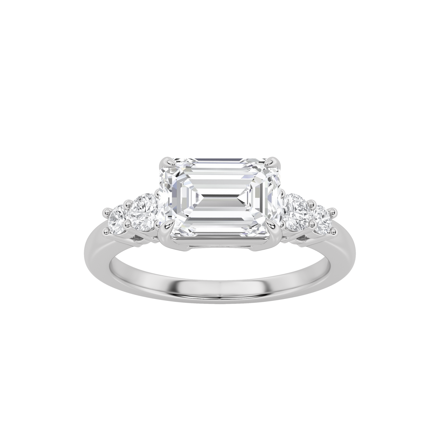 14K White Gold 1.5ctw Lab Diamond Emerald Solitaire Ring