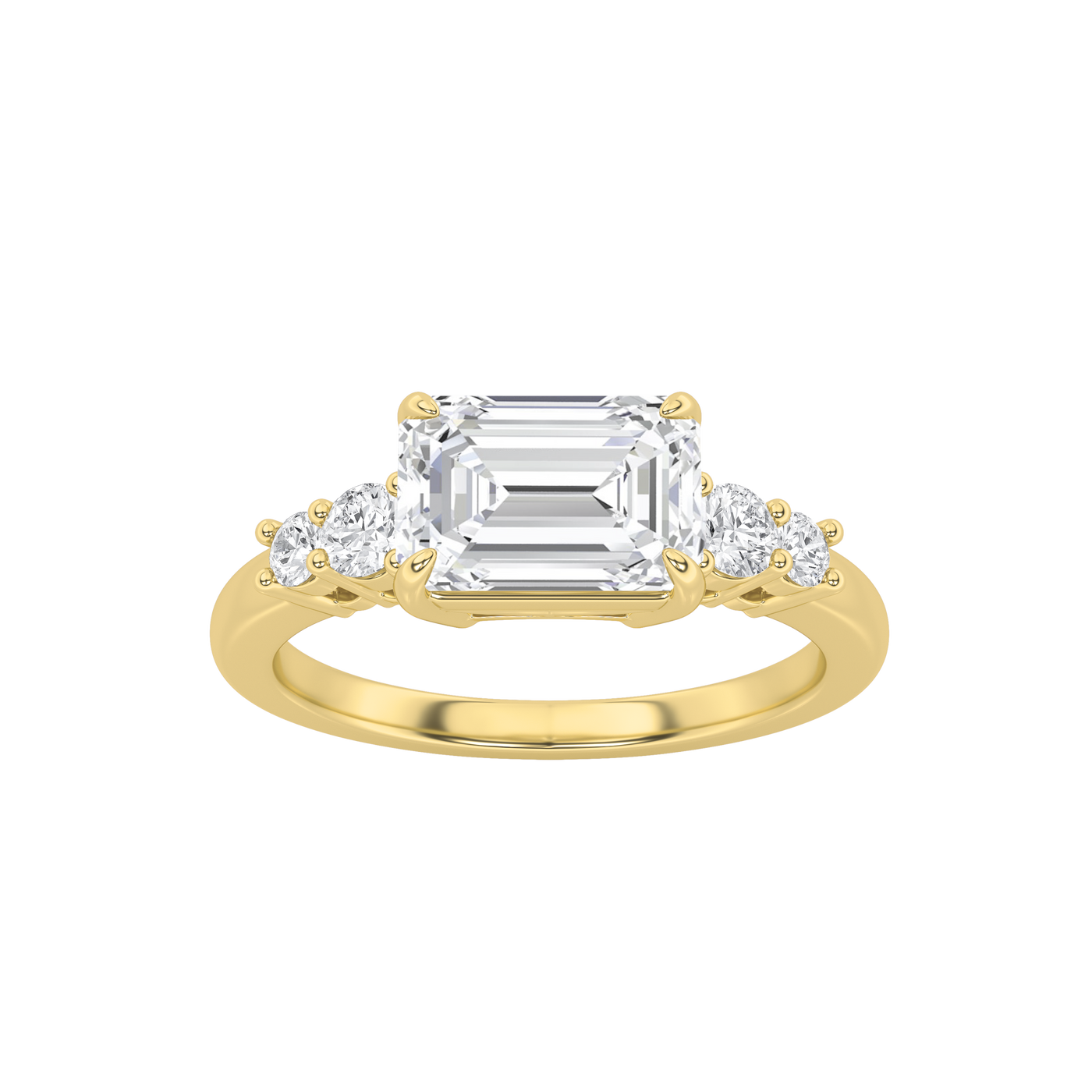 14KY 1.5ct Lab Diamond Emerald Solitaire Ring