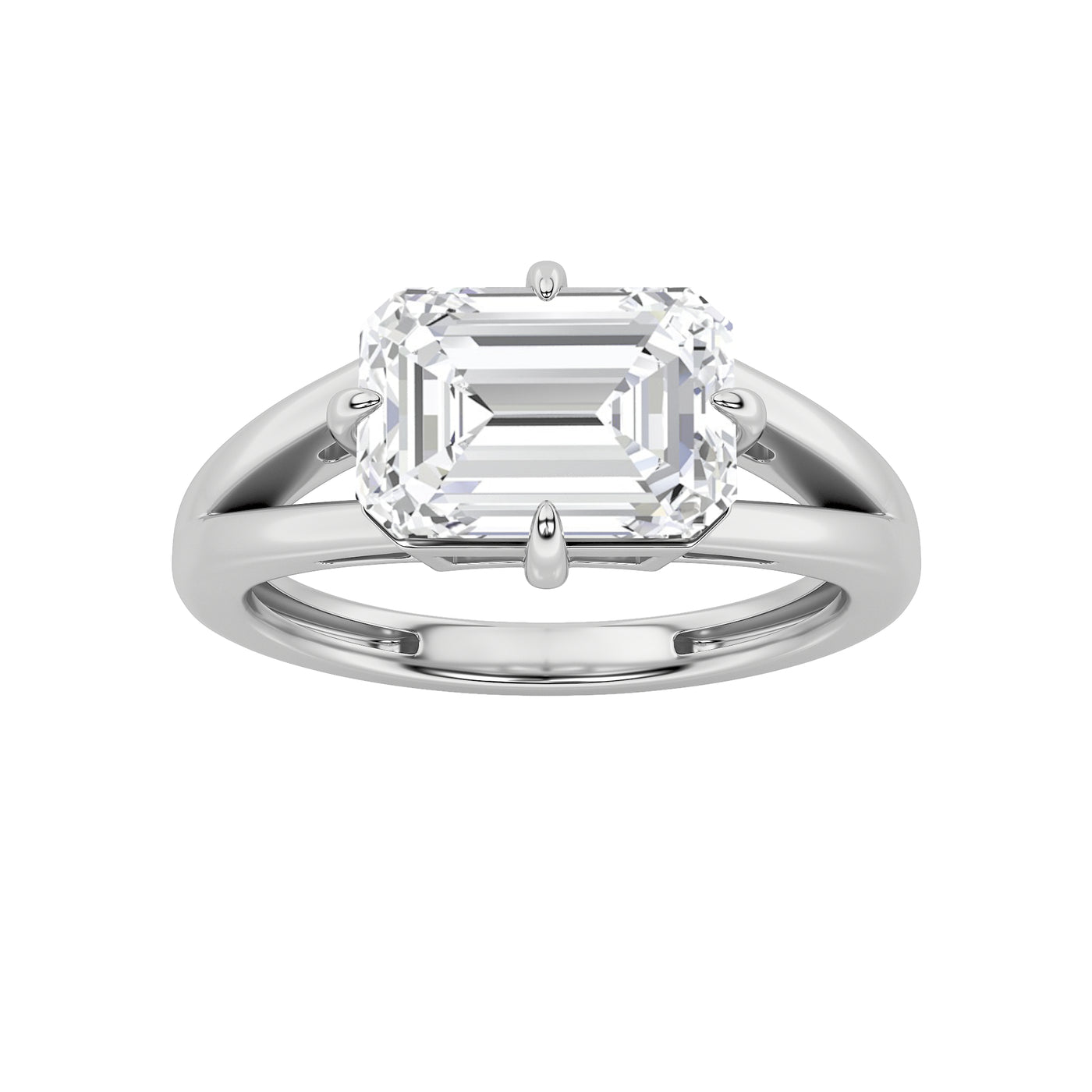 14KW 2.5ct Lab Diamond Emerald Solitaire Ring