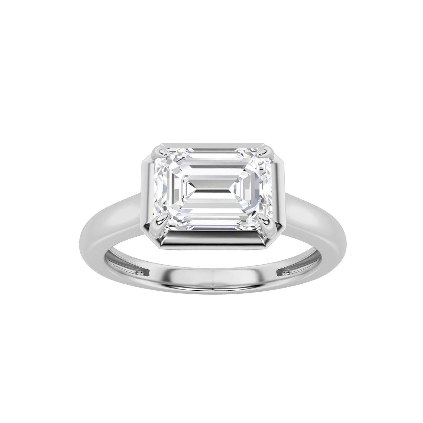 14KW 1.5ct Lab Diamond Emerald Solitaire Ring