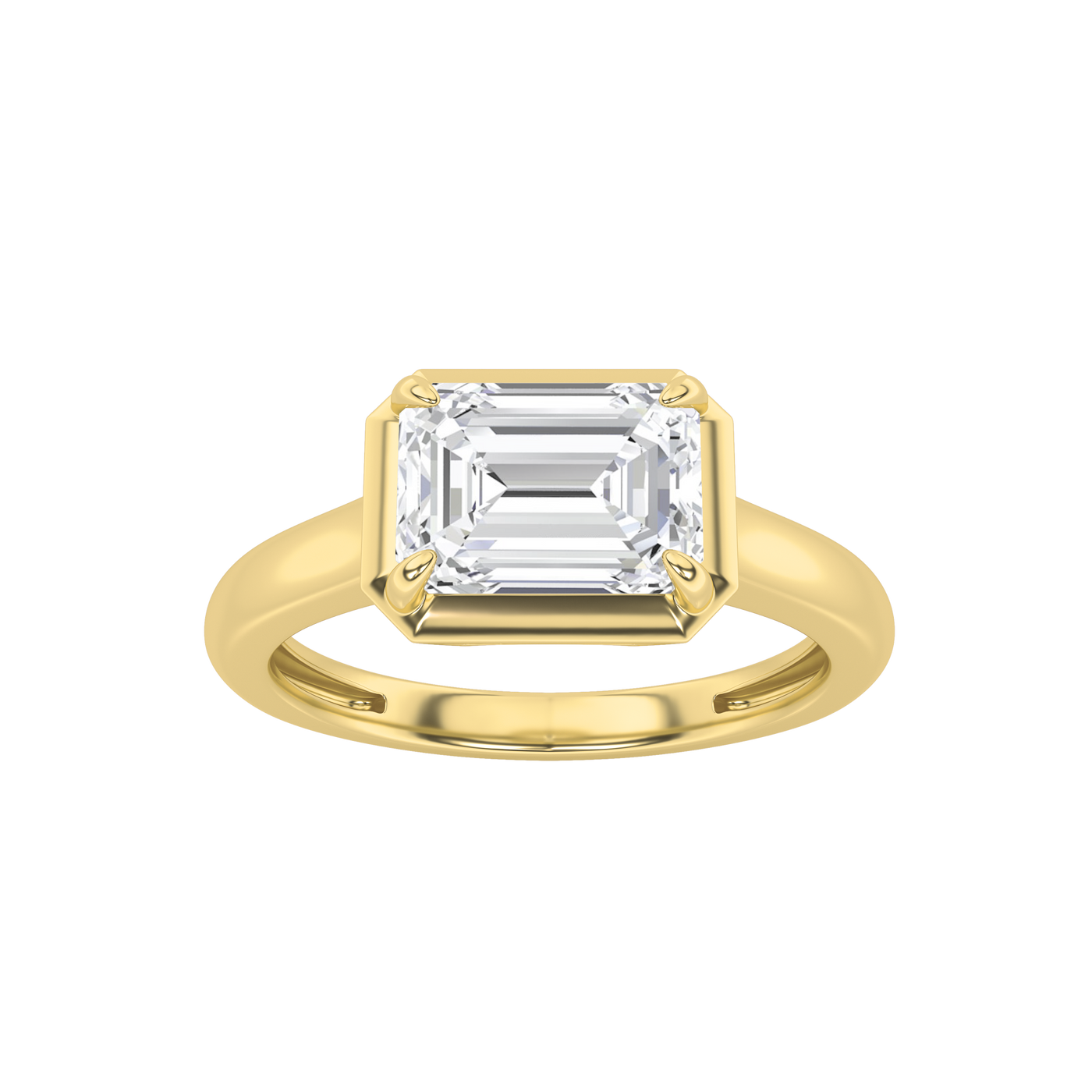 14KY 1.5ct Lab Diamond Emerald Solitaire Ring