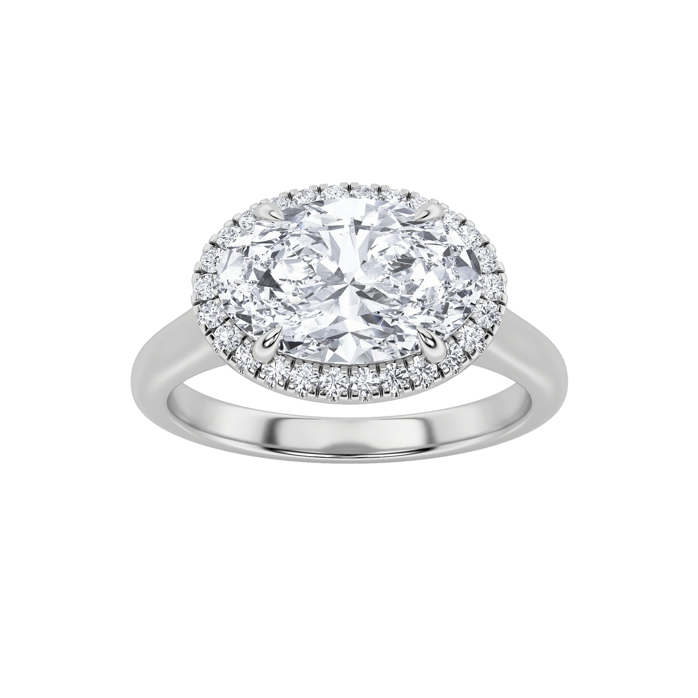 14KW 2ct Lab Oval Diamond Halo Engagement Ring