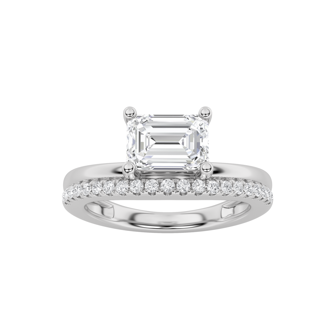 14KW 1.5ct Lab Diamond Emerald Solitaire Ring Sz 7