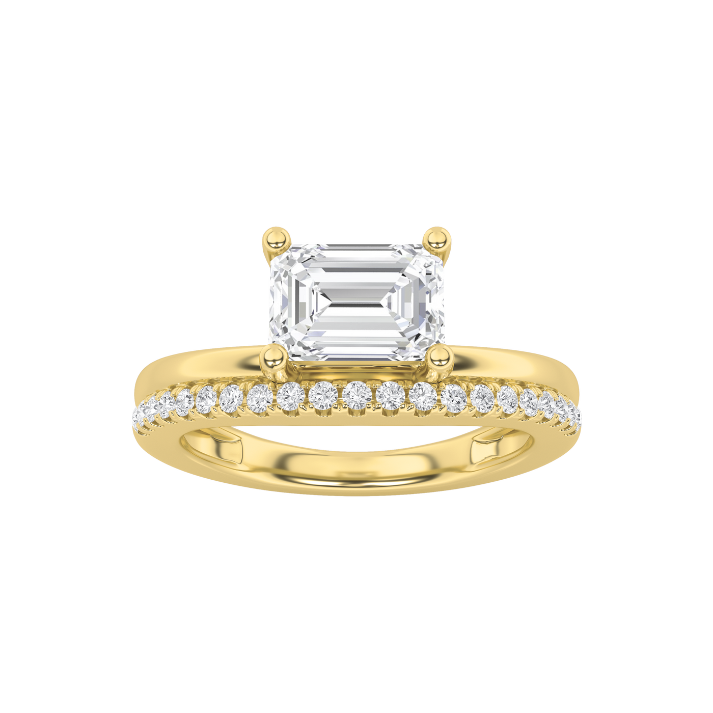 14KY 1.5ct Lab Diamond Emerald Solitaire Ring
