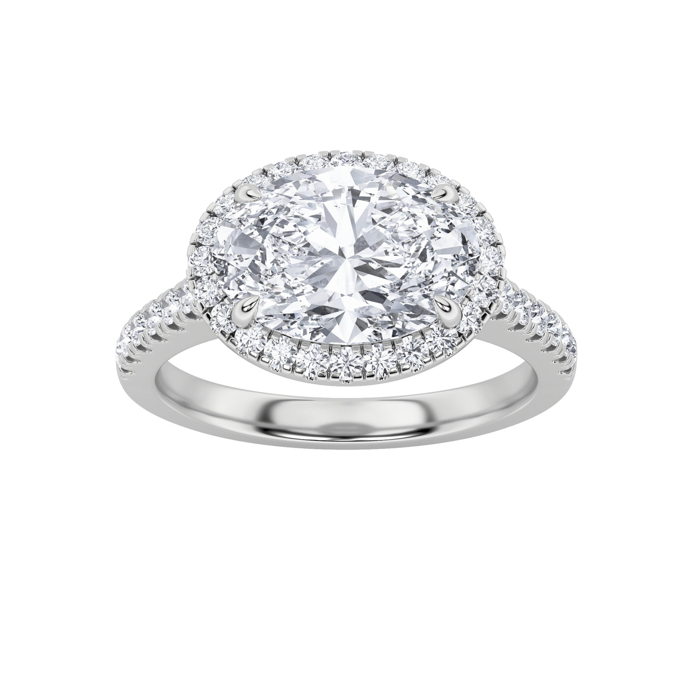 14KW 2ct Lab Diamond Oval Halo Engagement Ring