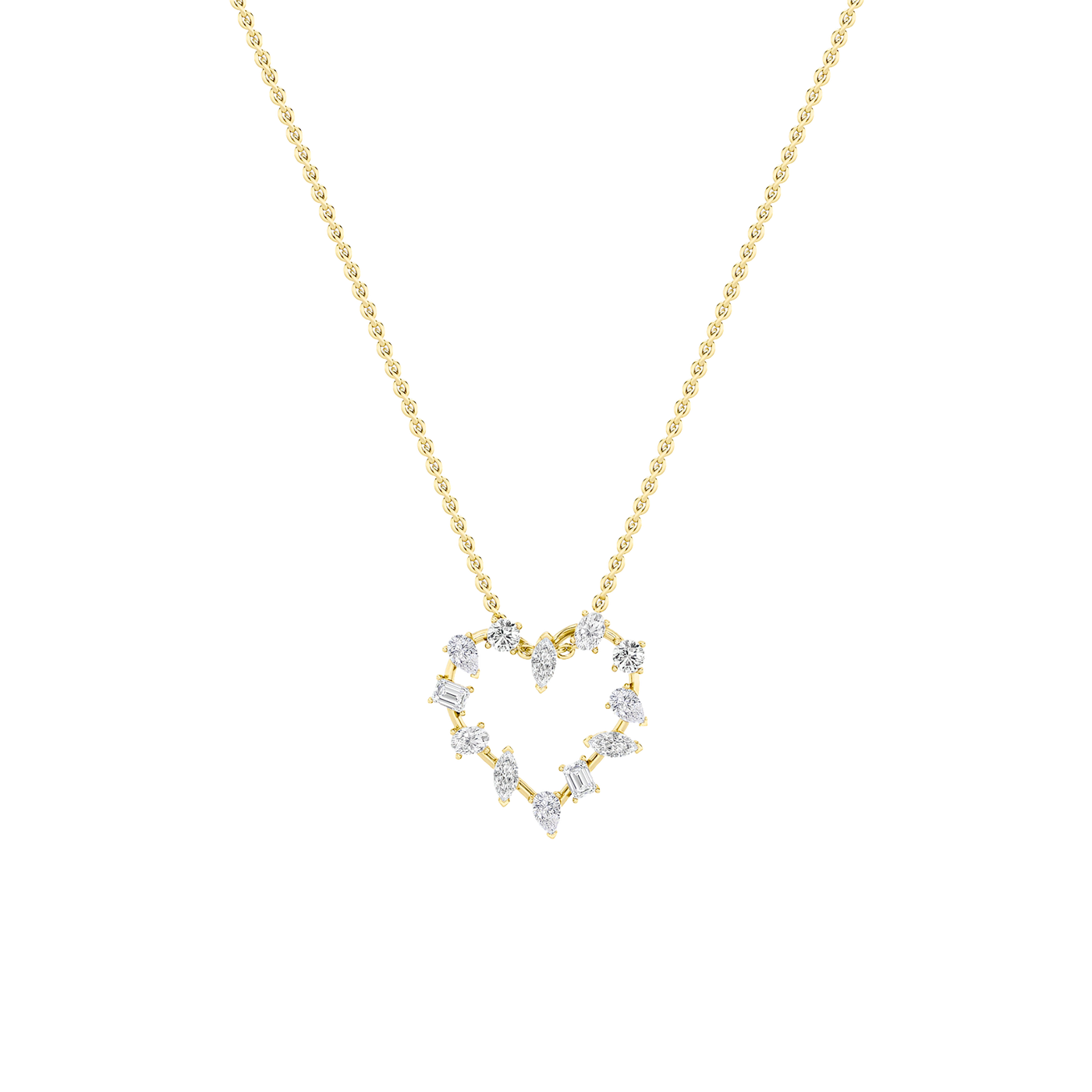 14KY 2.55CT Lab Diamond Cluster Pendant Necklace