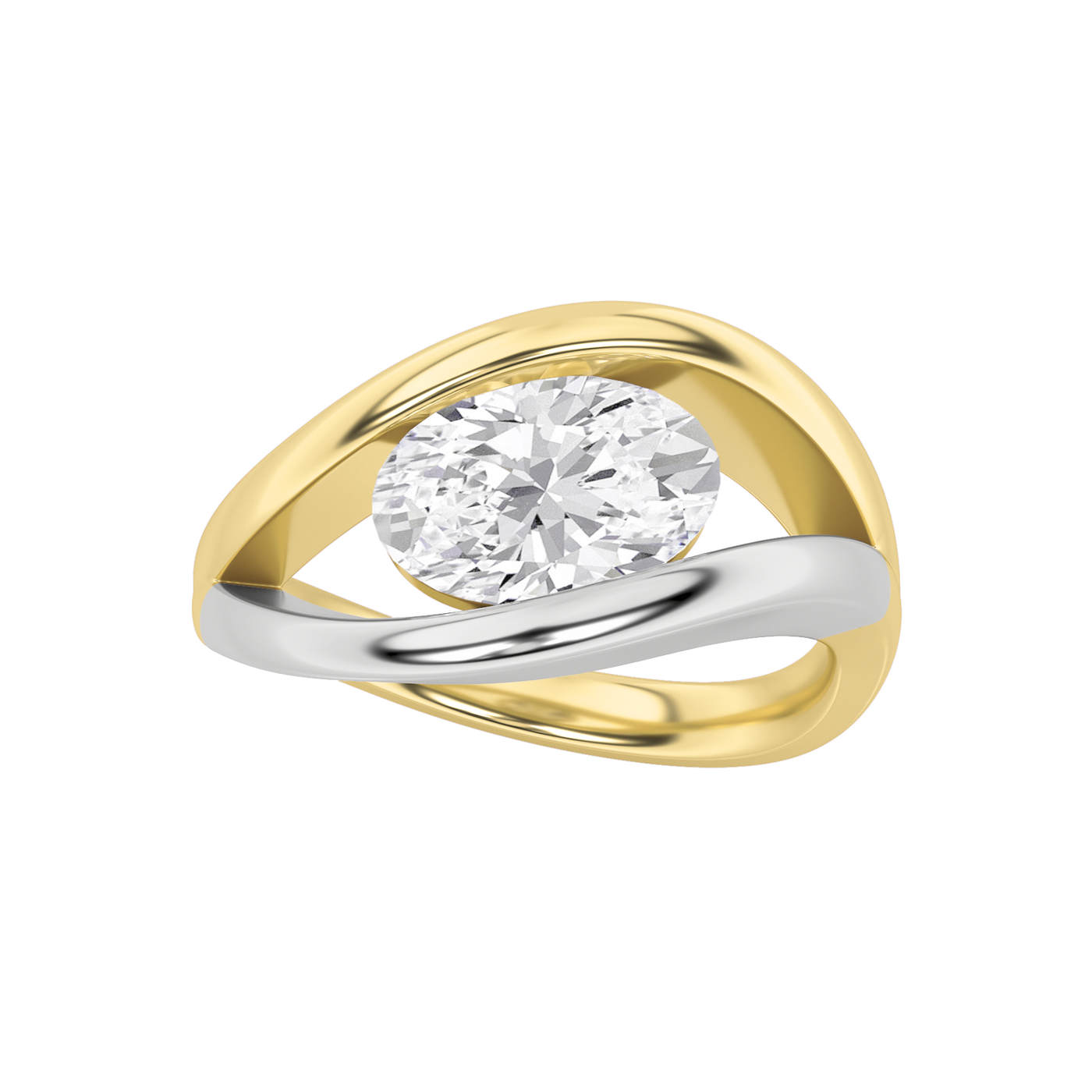 14K WY 1.5ct Lab Diamond Oval Ring Sz 7