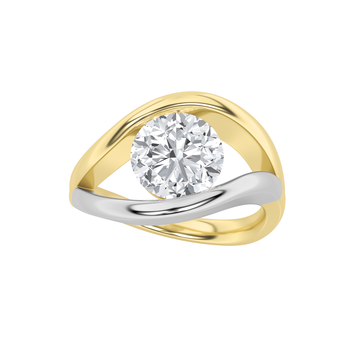 14K White Gold 2ct Lab Diamond Contemporary Ring Sz 7