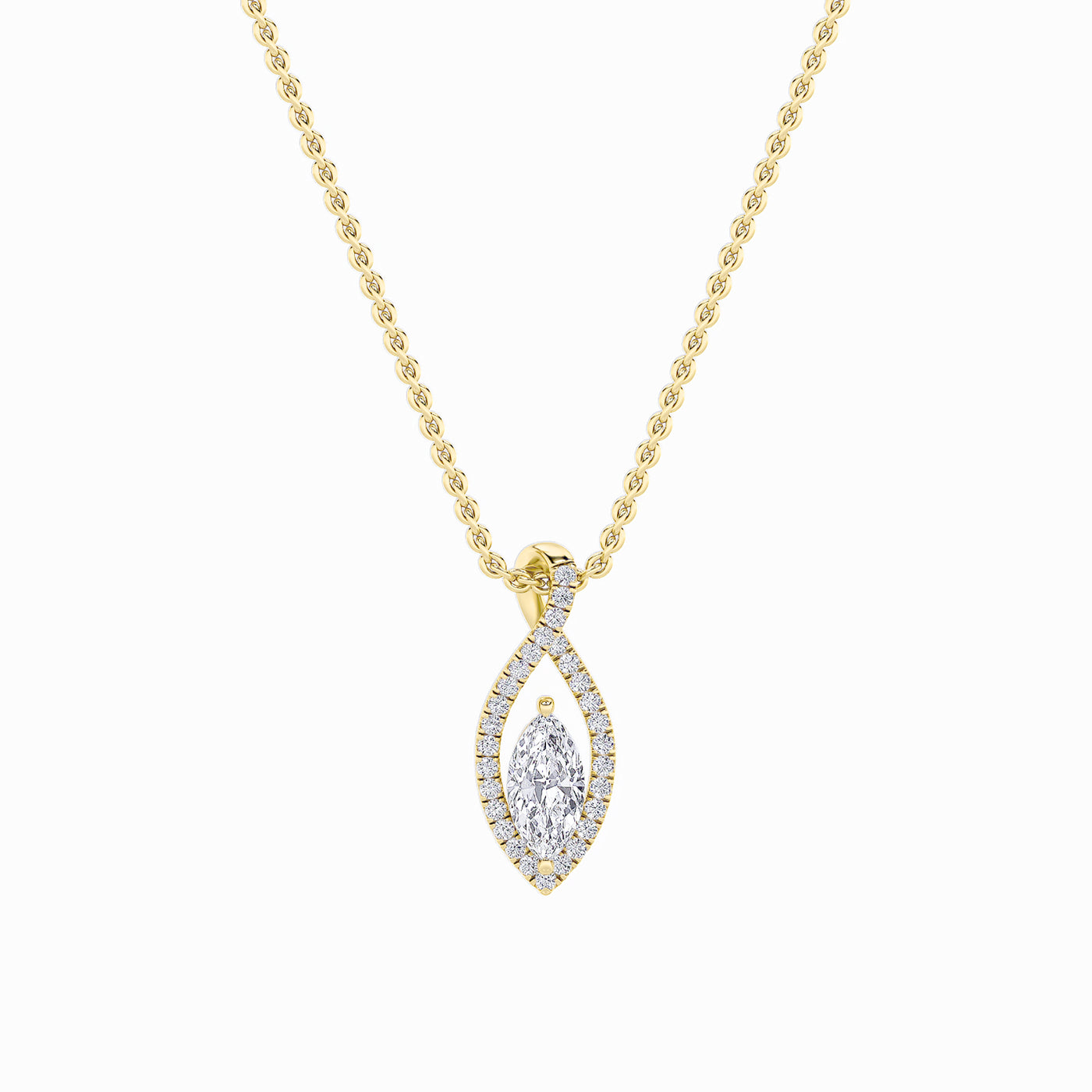 14KY 1.25ct Lab Diamond Halo Pendant Necklace