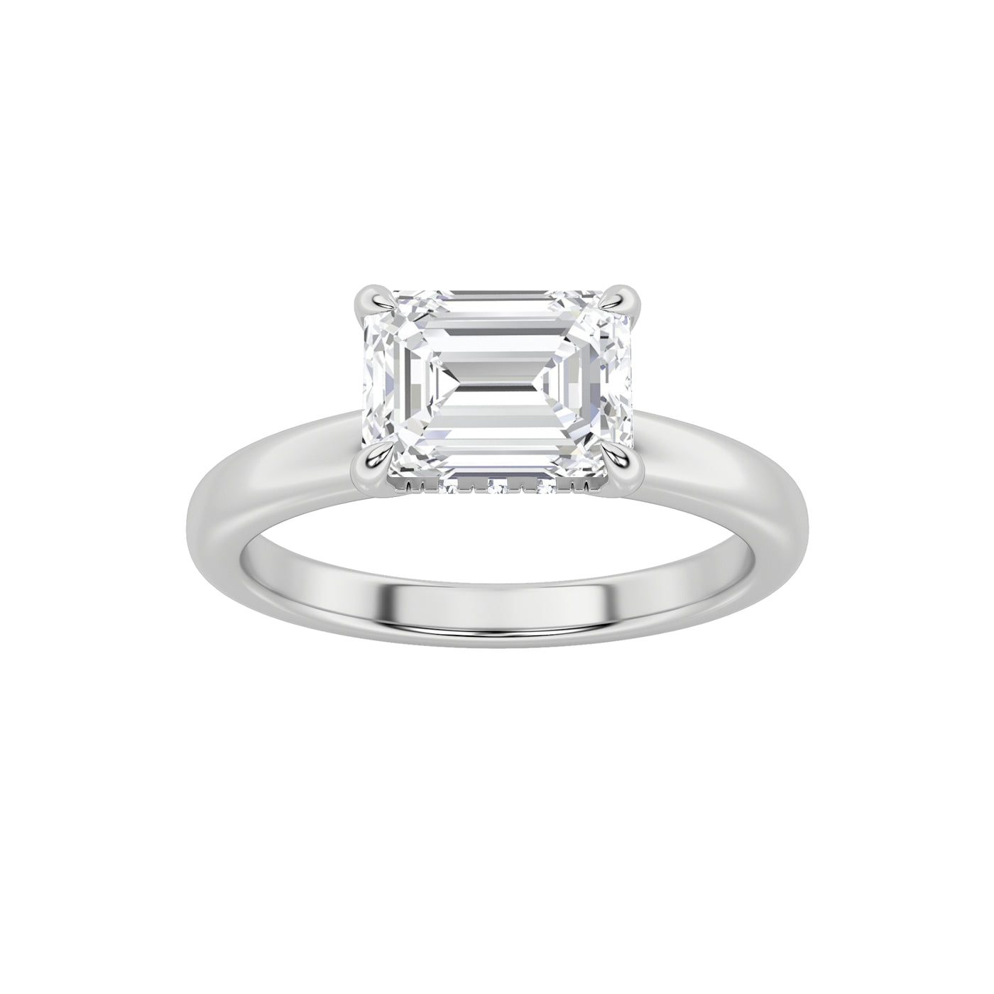 14KW 1.5ct Lab Diamond Emerald Solitaire Ring