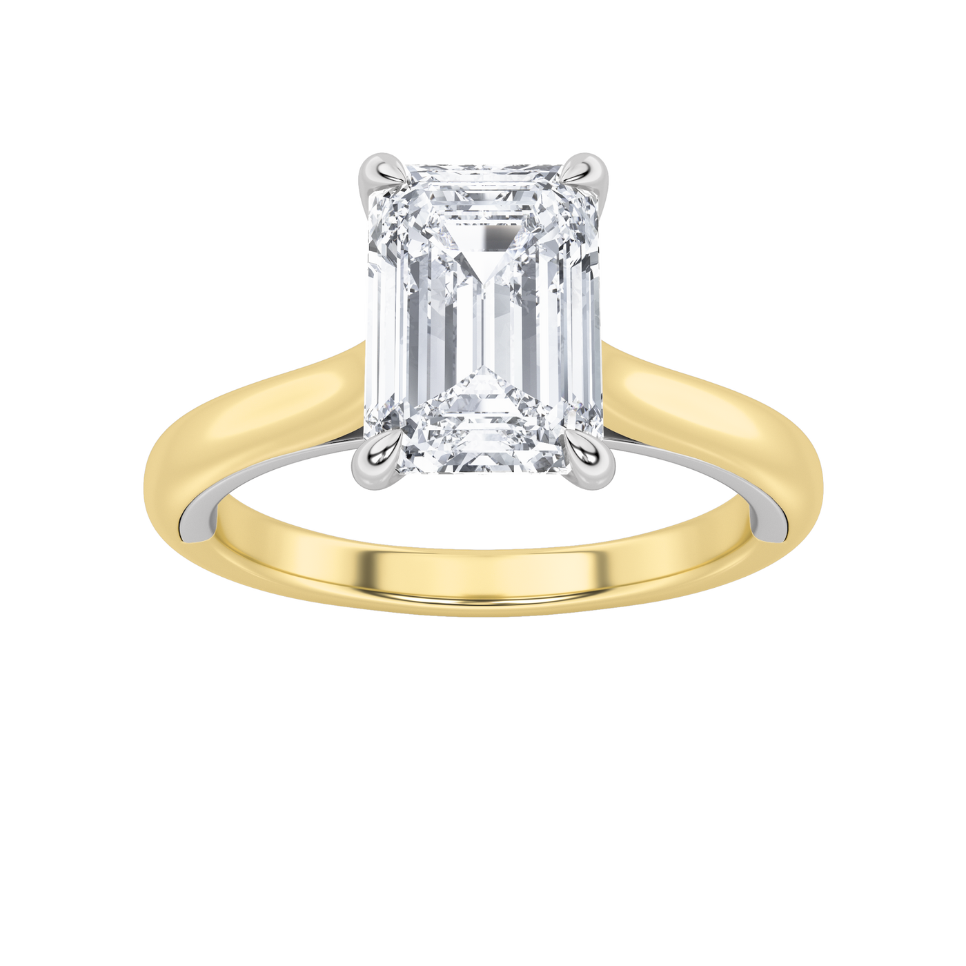 14K WY 2ct Lab Diamond Emerald Solitaire Ring