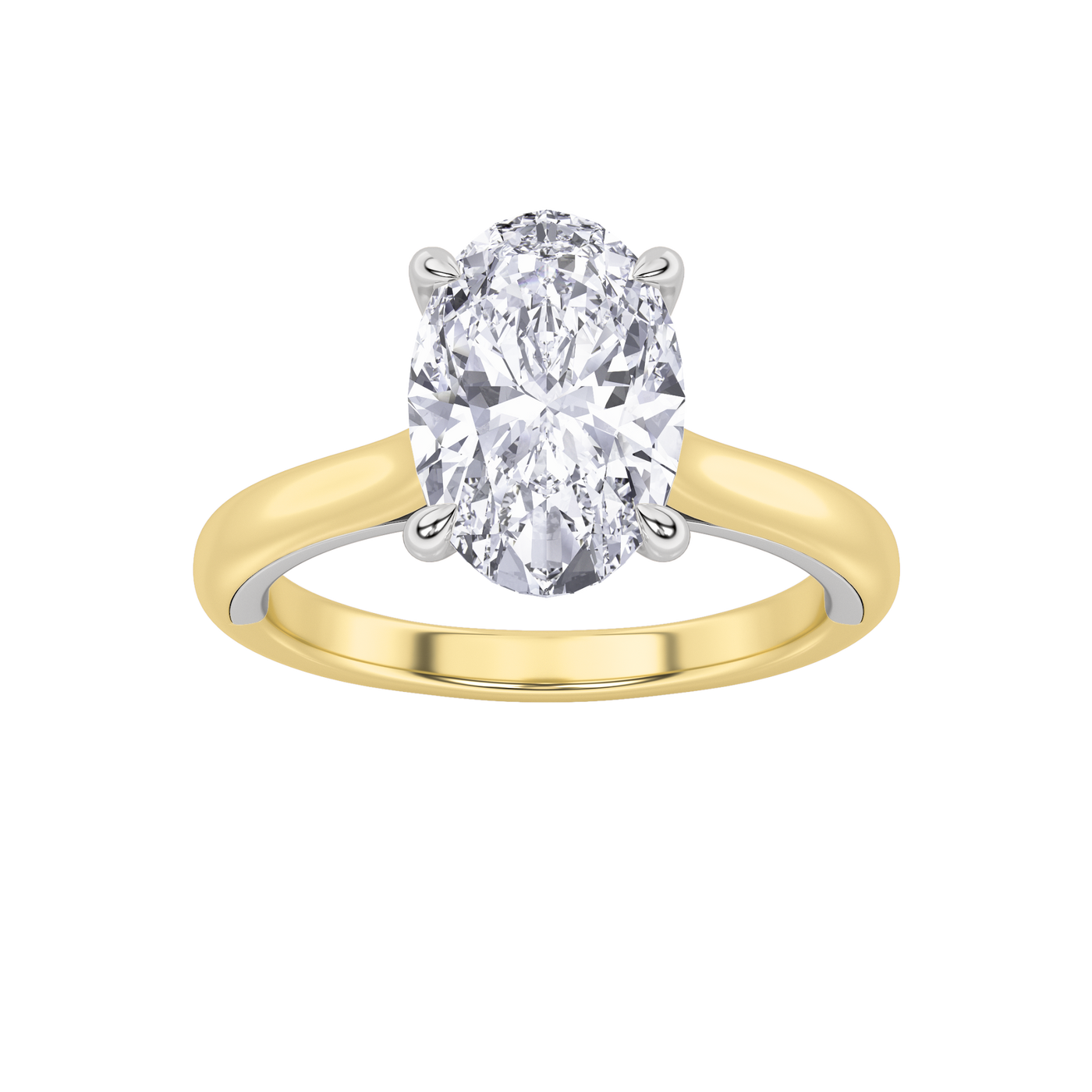 14K WY 2ct Lab Oval Diamond Solitaire Engagement Ring