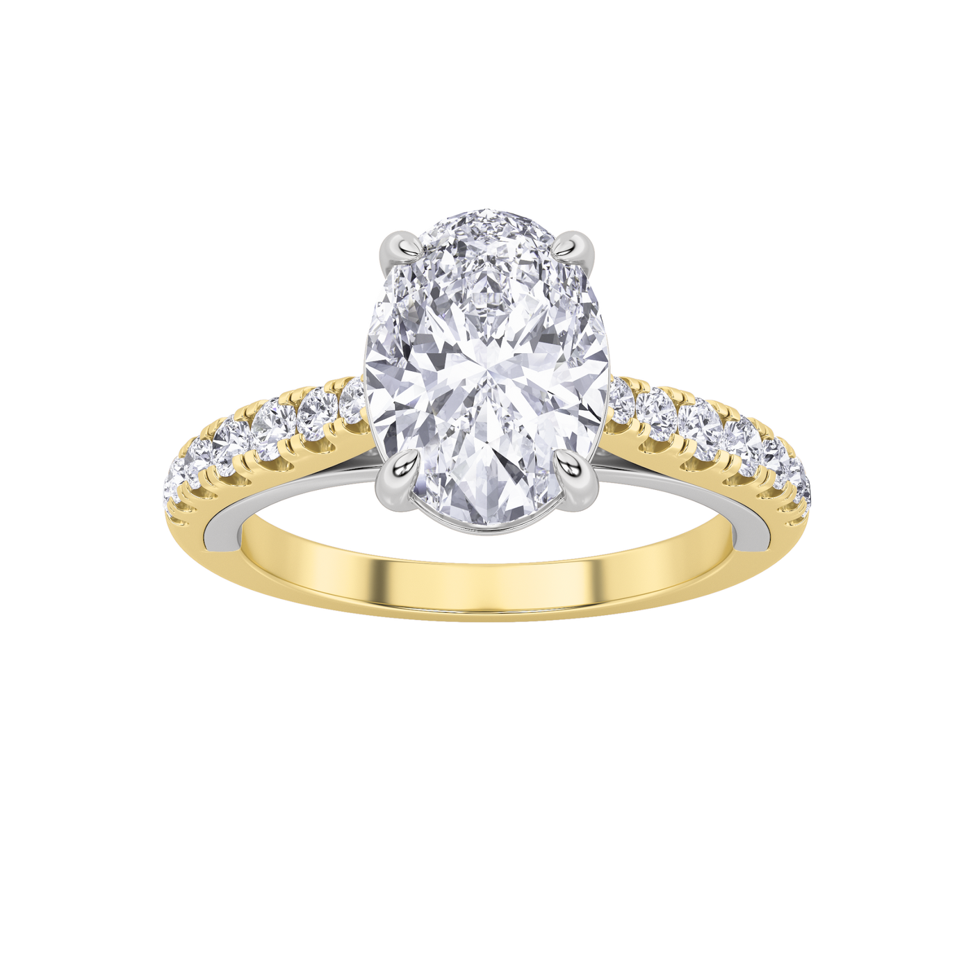 14K WY 2ct Lab Diamond Oval Solitaire Engagement Ring