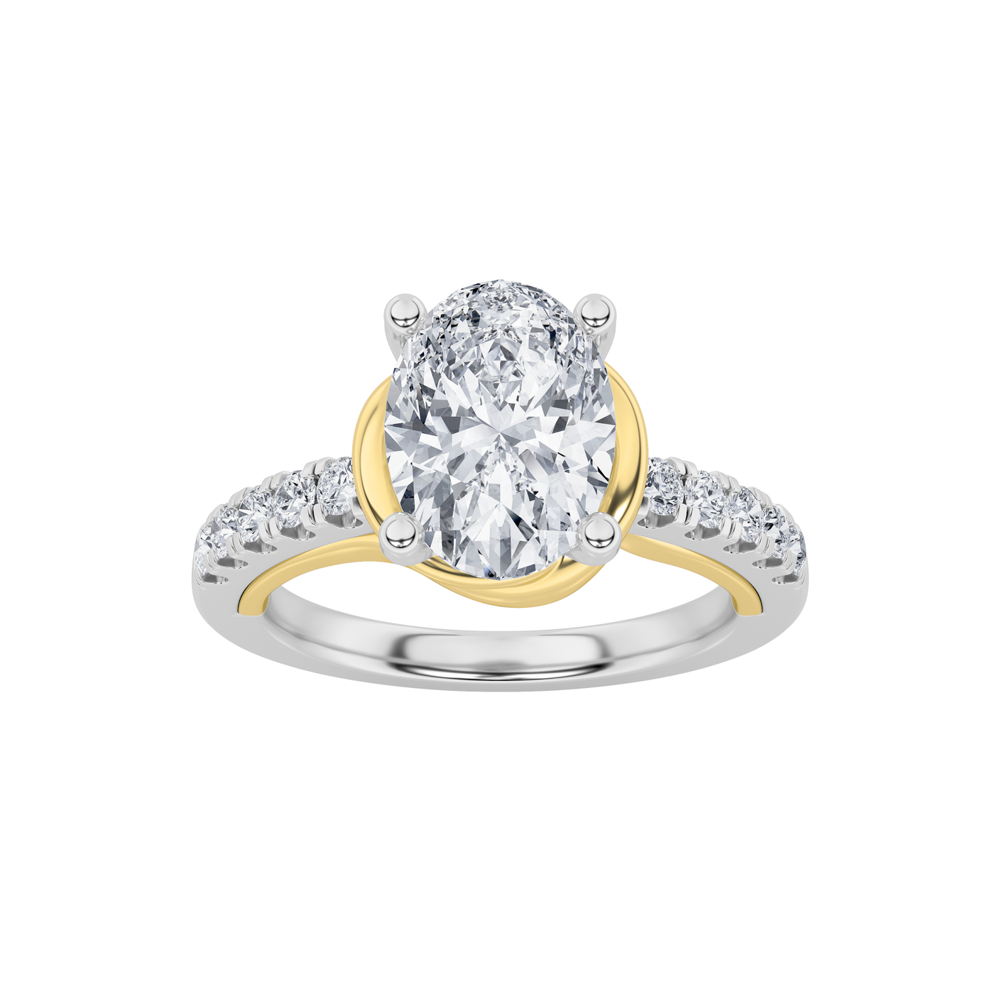 14K WY 4.50ct Lab Diamond Oval Solitaire Ring