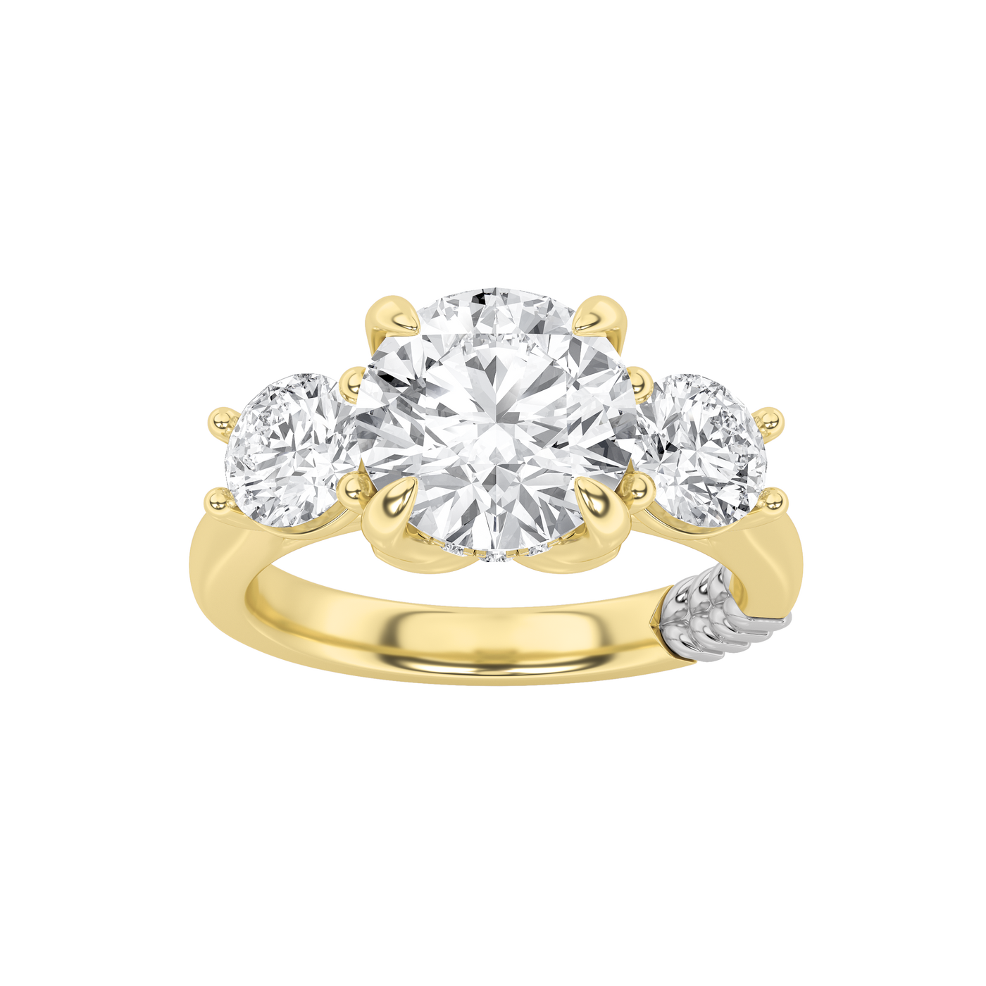 14KW 3ct Lab Diamond Three-Stone Engagement Ring