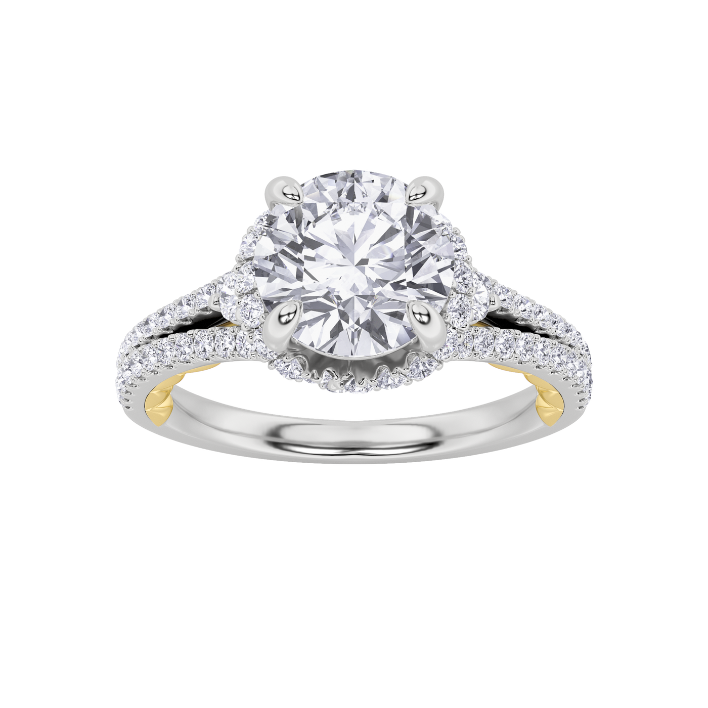 14K White Gold 2CT Lab Diamond Halo Engagement Ring