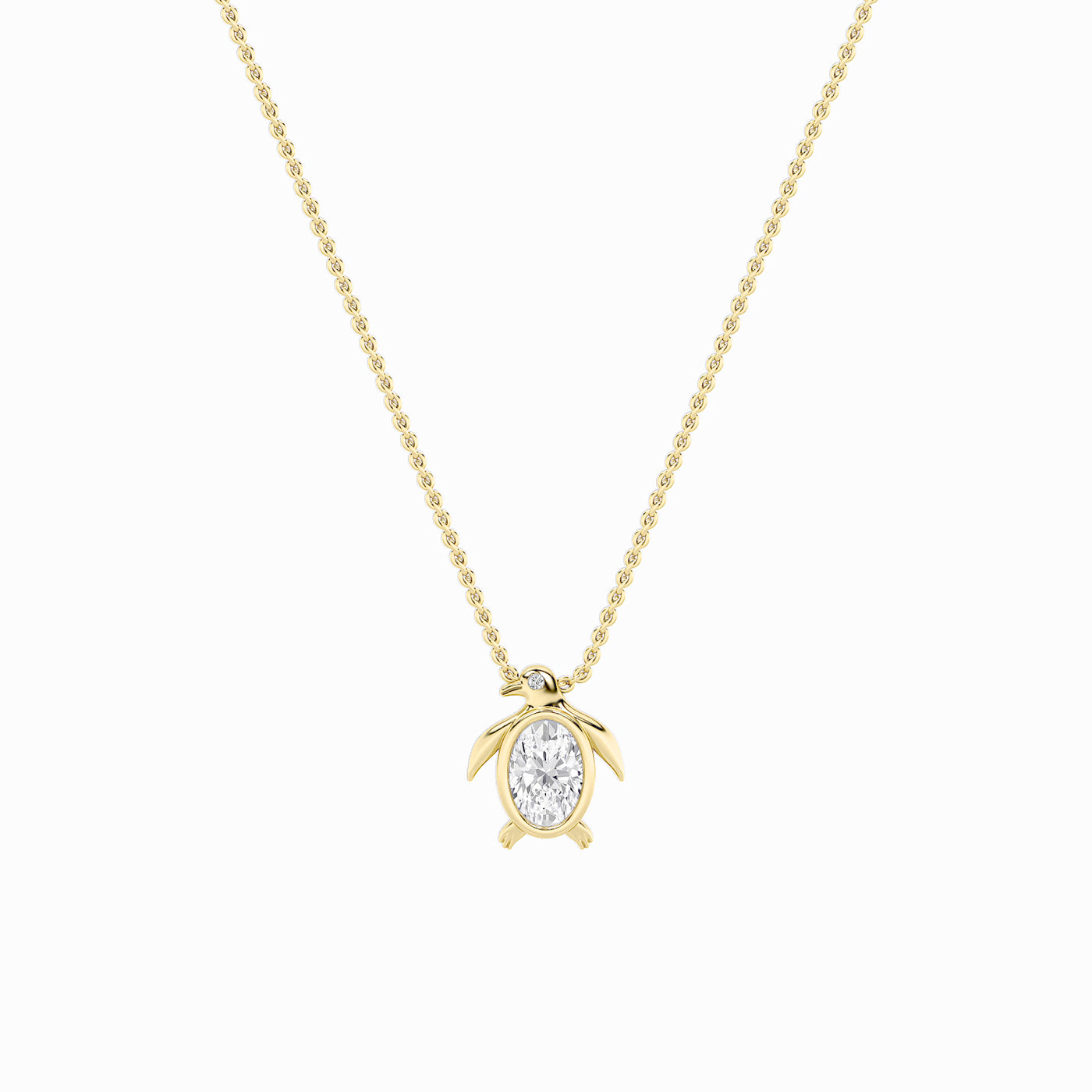 14KW 1ct Lab Diamond Oval Pendant Necklace