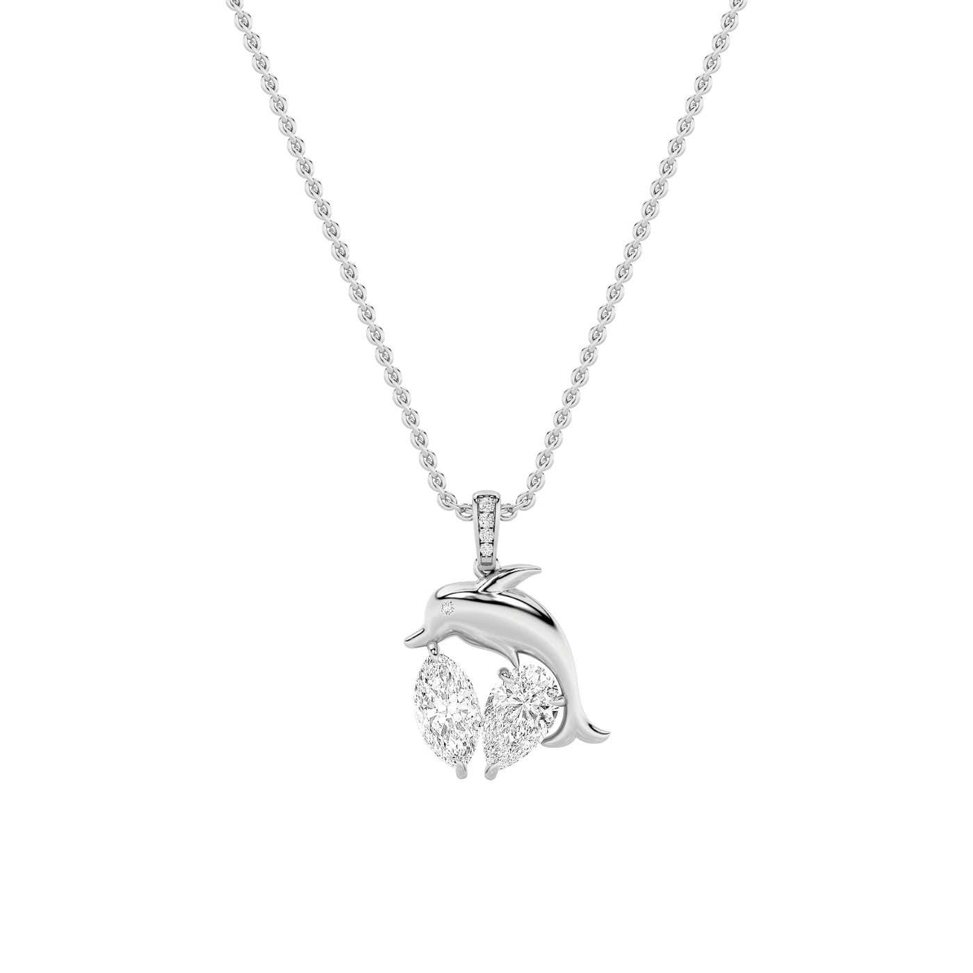 14K White Gold Lab Diamond Marquise Pendant 2ct