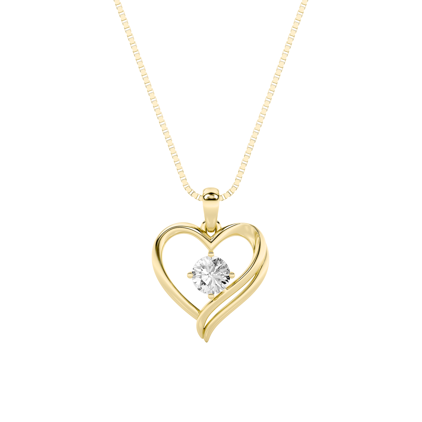 14KY 1ct Lab Diamond Solitaire Pendant