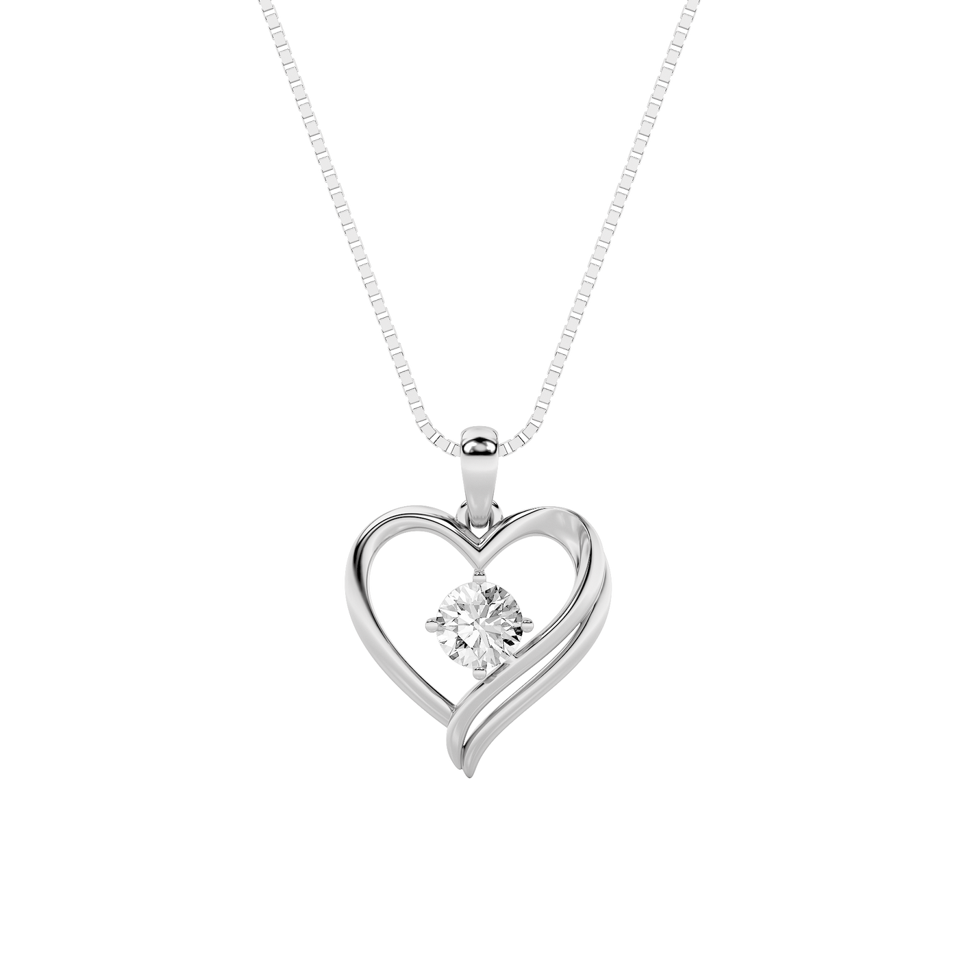 14K White Gold 1ct Lab Diamond Solitaire Pendant