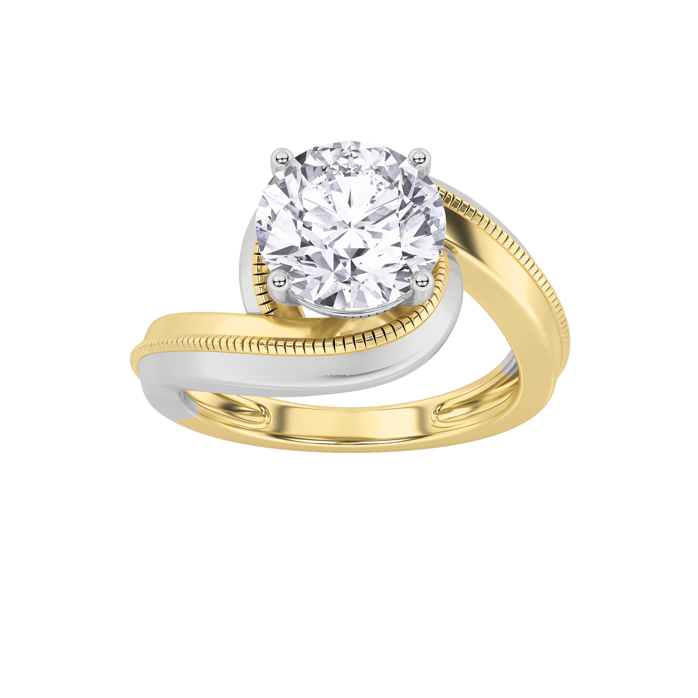 14K Two-Tone White/Yellow Gold 2ct Lab Diamond Solitaire Engagement Ring