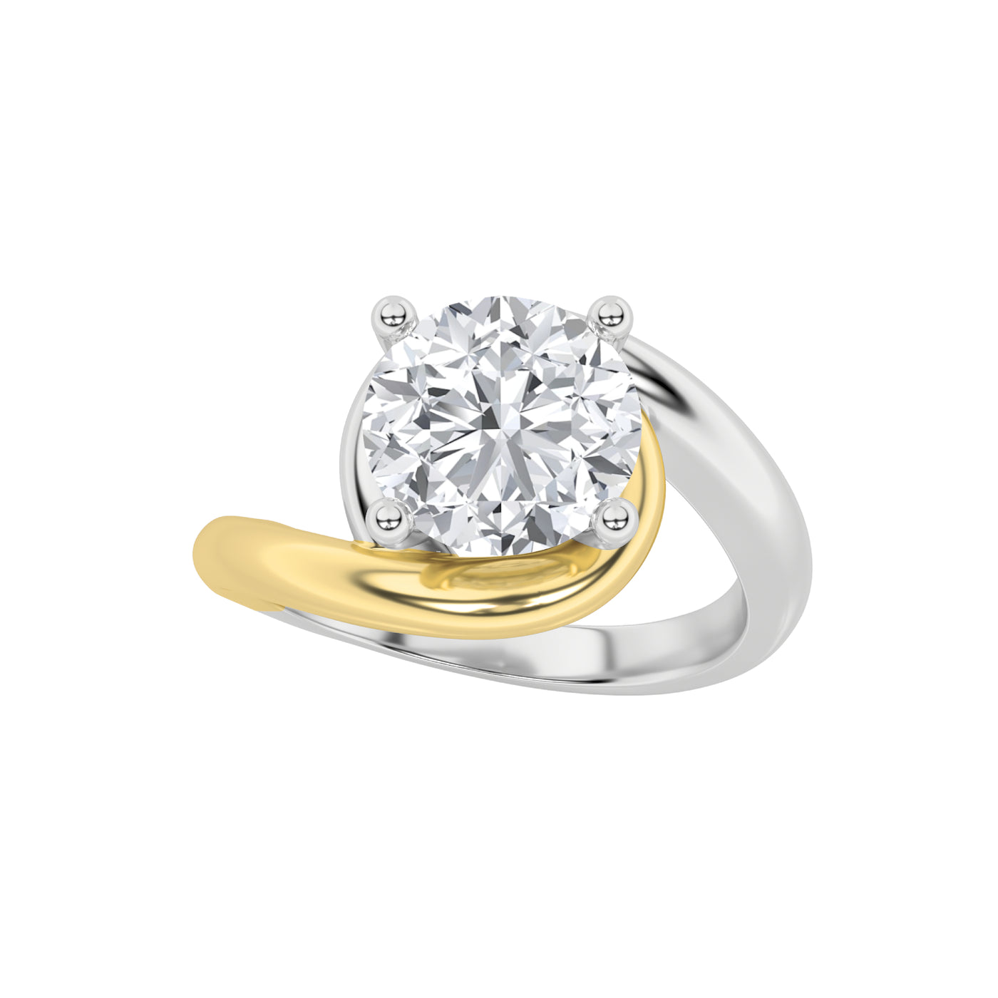 14K WY 2ct Lab Diamond Engagement Ring F+VVS+ Contemporary Design