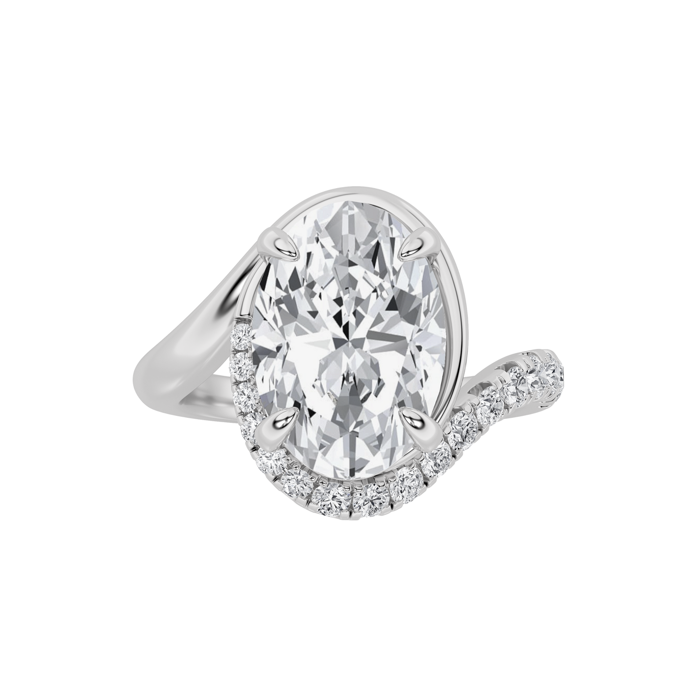 14KW 3ct Lab Diamond Oval Halo Engagement Ring Sz 7