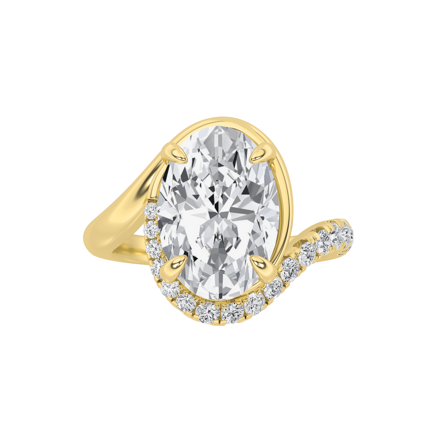 14KY 3ct Oval Lab Diamond Halo Engagement Ring