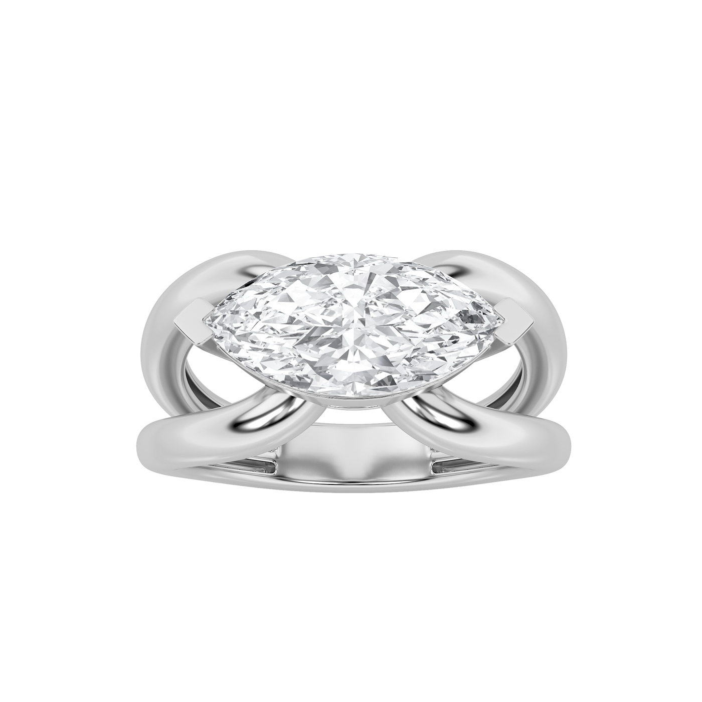 14KW 2ct Marquise Lab Diamond Solitaire Engagement Ring