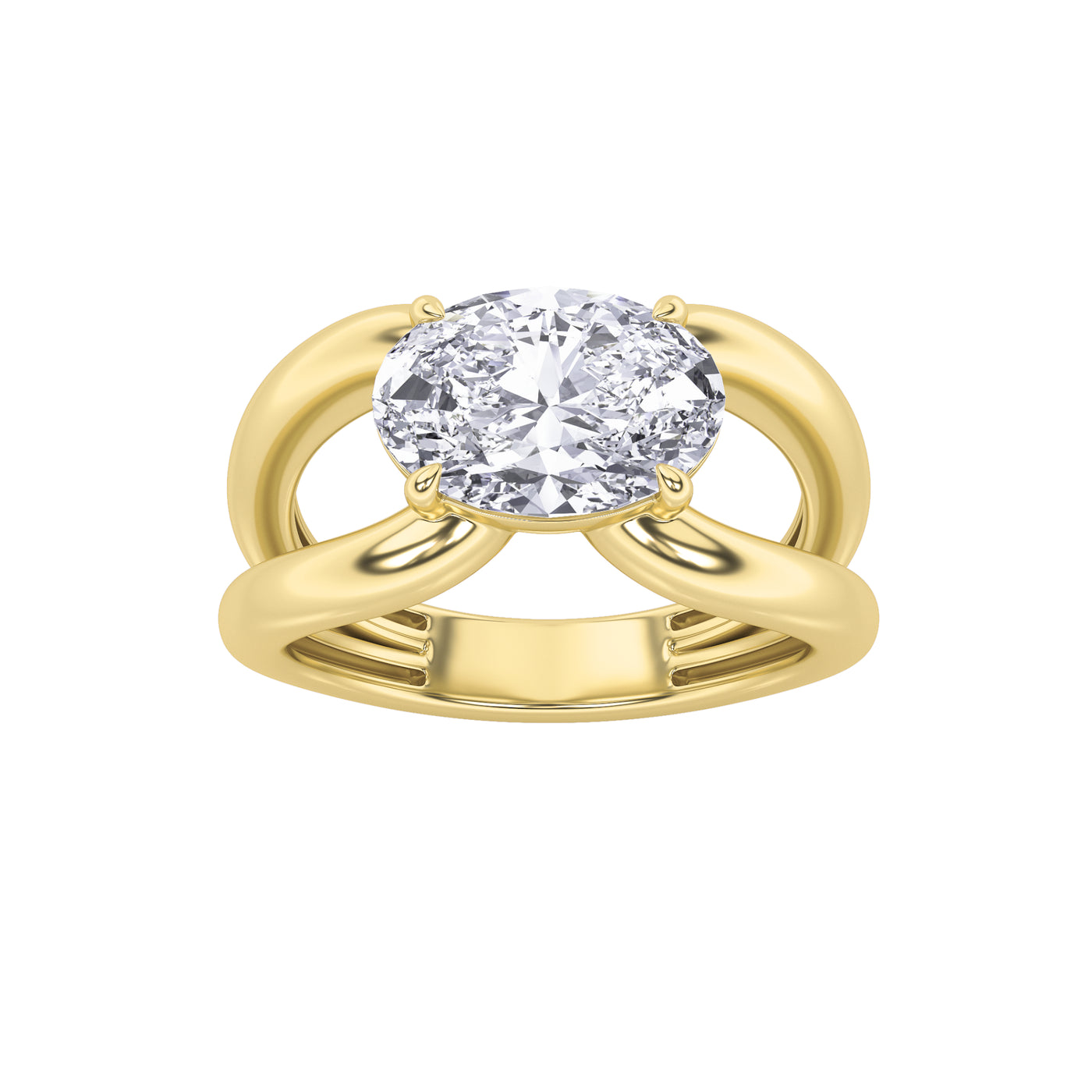 14KY 2CT Lab Oval Diamond Split Shank Ring