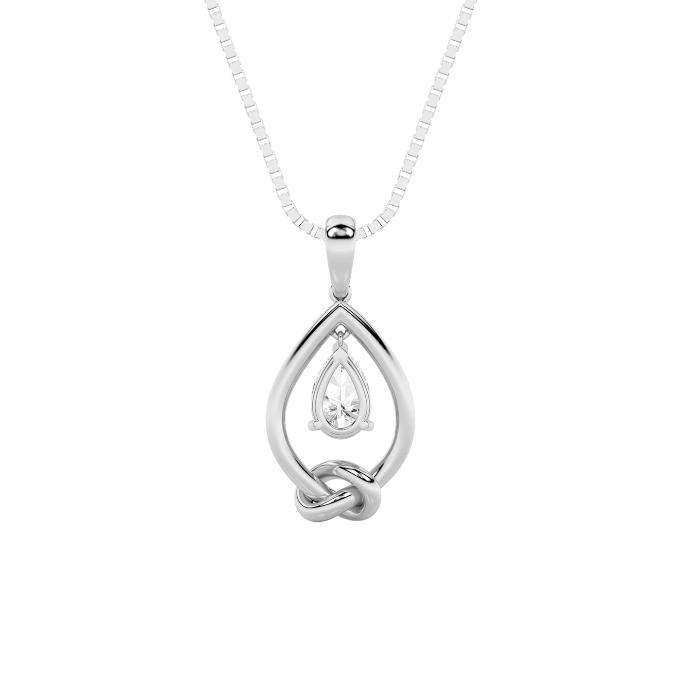 14K White Gold 1ct Lab Diamond Contemporary Pendant