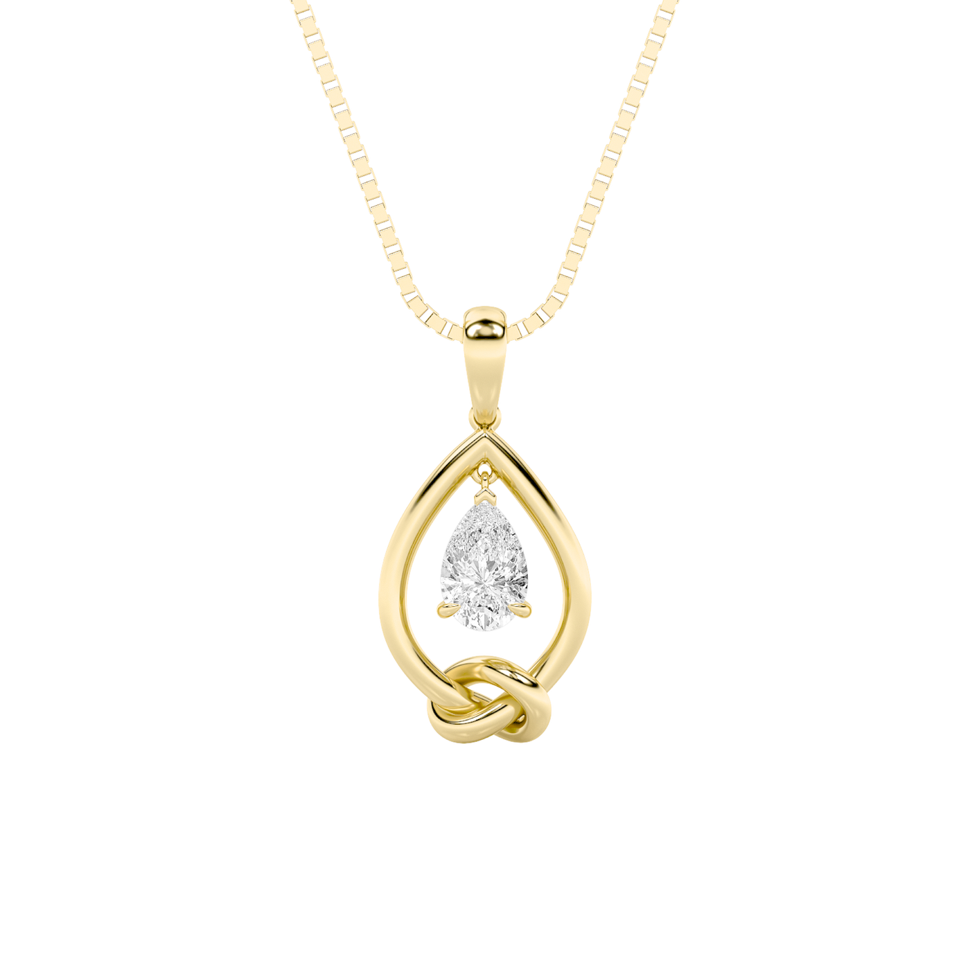 14K Yellow Gold 1ct Lab Diamond Solitaire Pendant