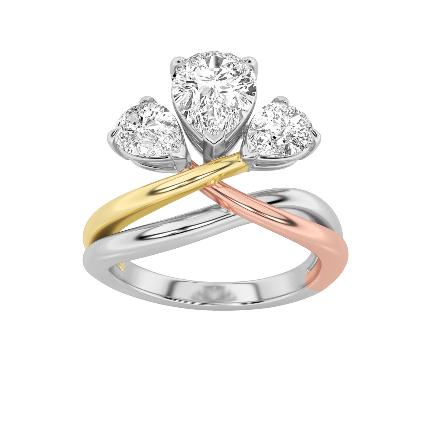 14K Rose Gold 2.5CT Lab Diamond Three-Stone Ring