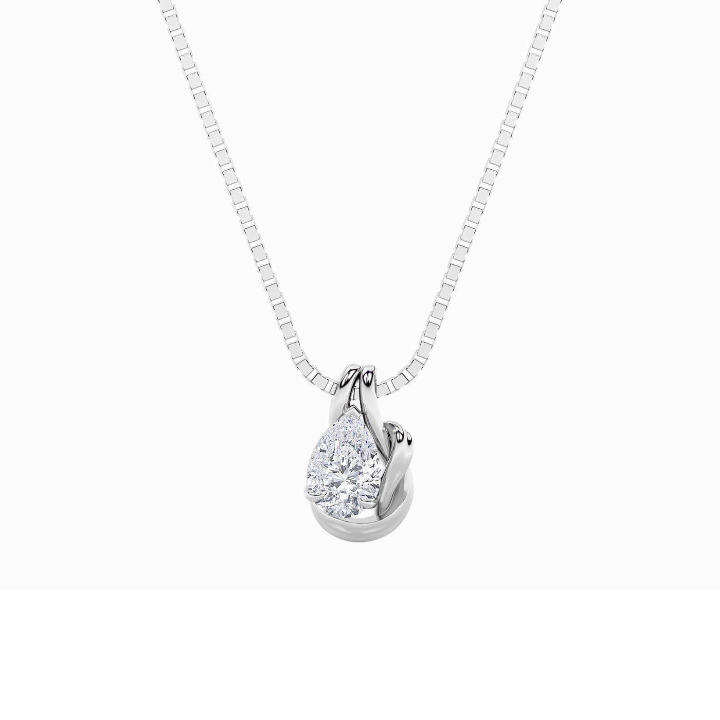 14K White Gold Lab Diamond Solitaire Pendant 2ct