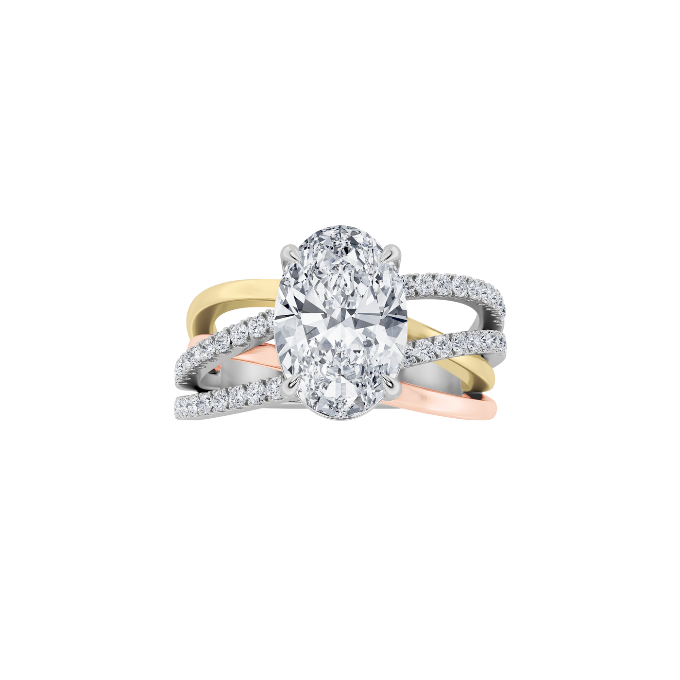 14K Rose Gold Lab Diamond Oval Solitaire Ring 3ct