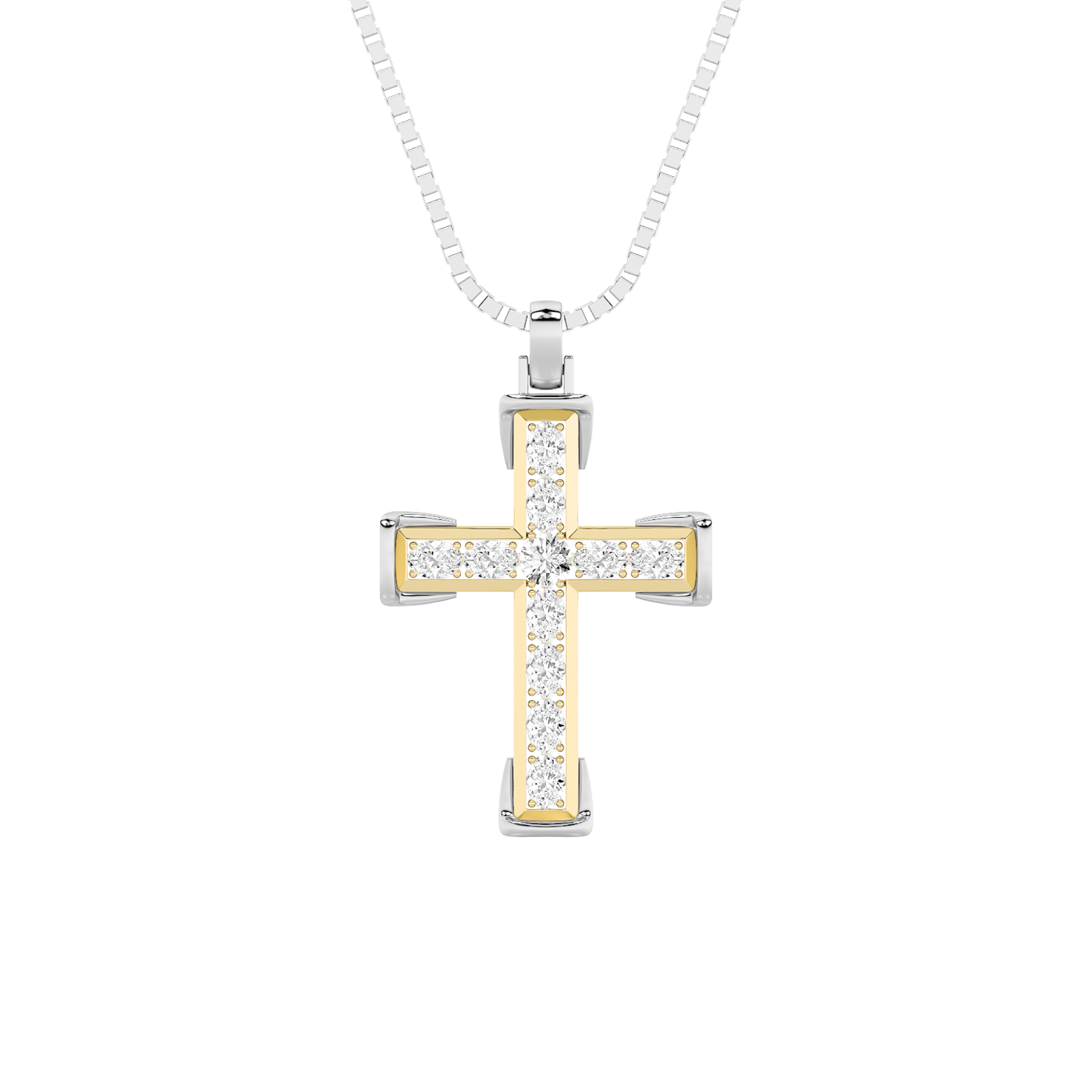 14K White Gold Lab Diamond Religious Pendant 3ct