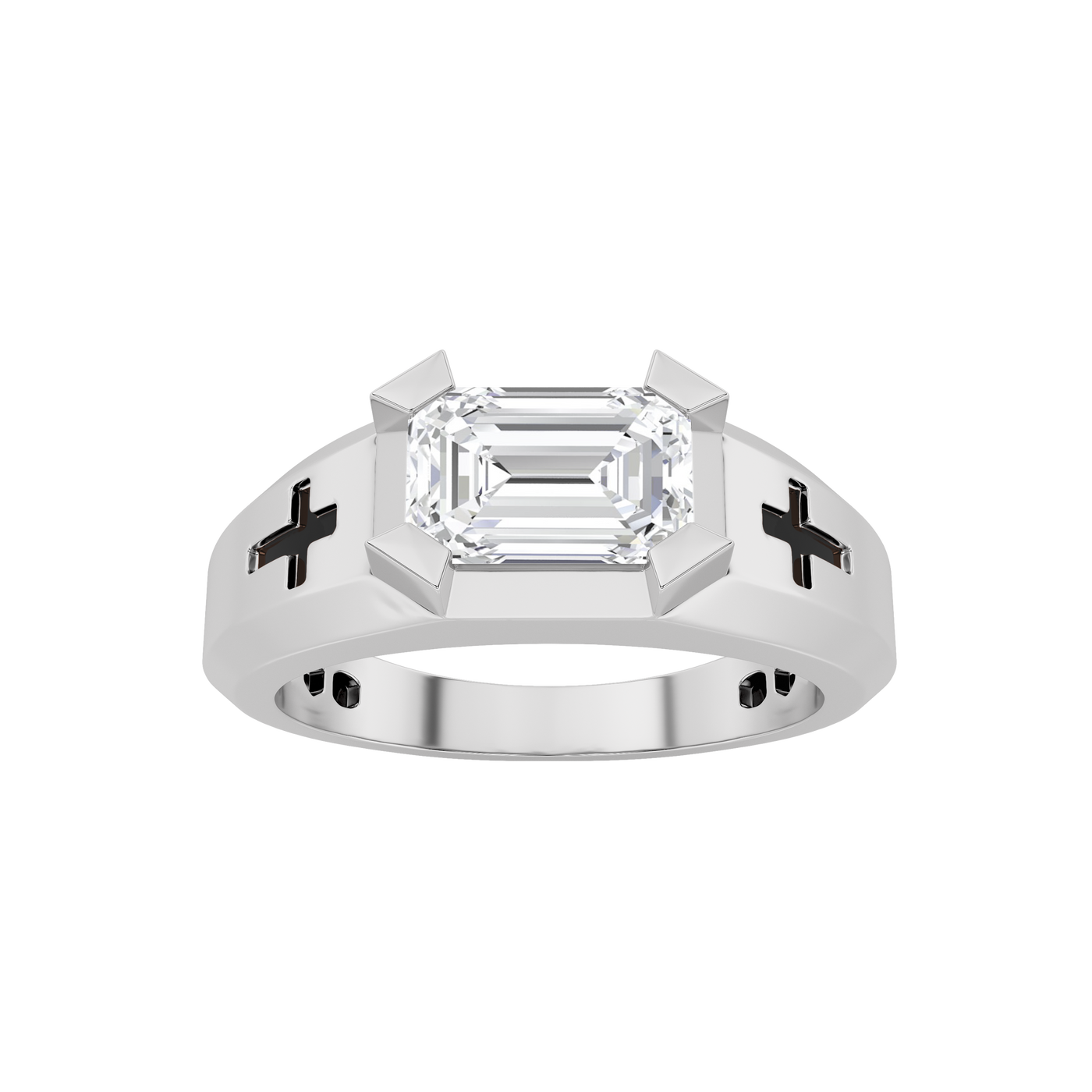14K White Gold 2ct F+VS Lab Diamond Religious Ring