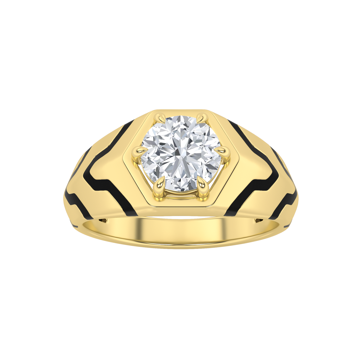 14K Yellow Gold 1.5CT Lab Diamond Mens Solitaire Ring