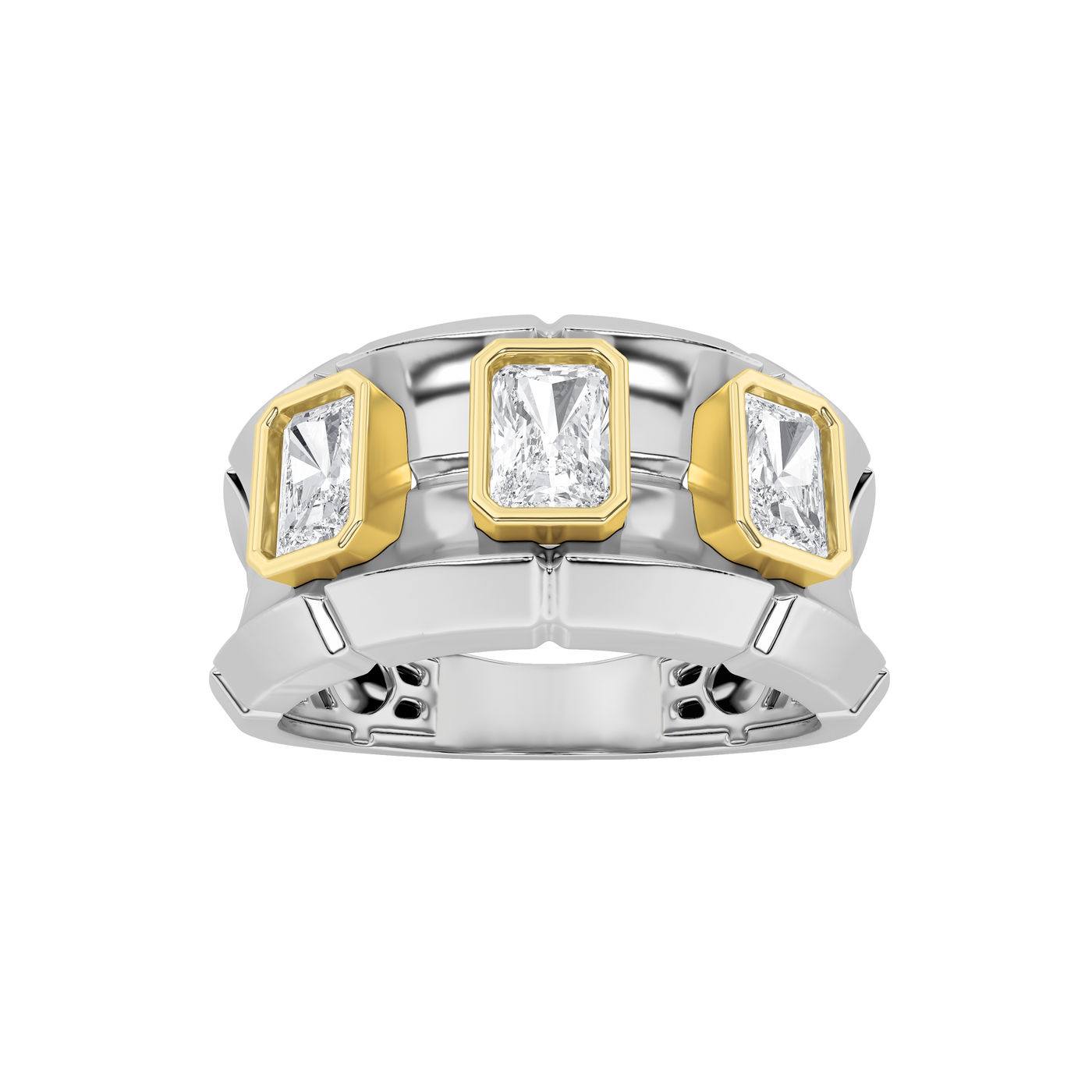 14K White Gold 2ct Lab Diamond Three-Stone Ring