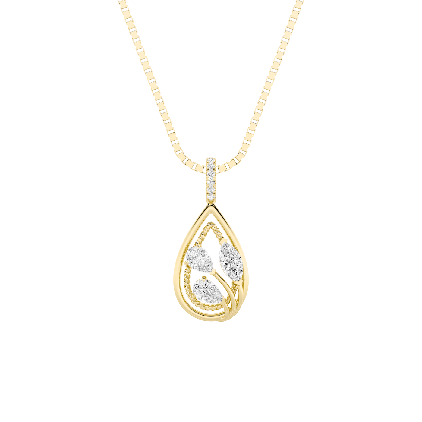 14KY 1ct Lab Diamond Marquise Pendant