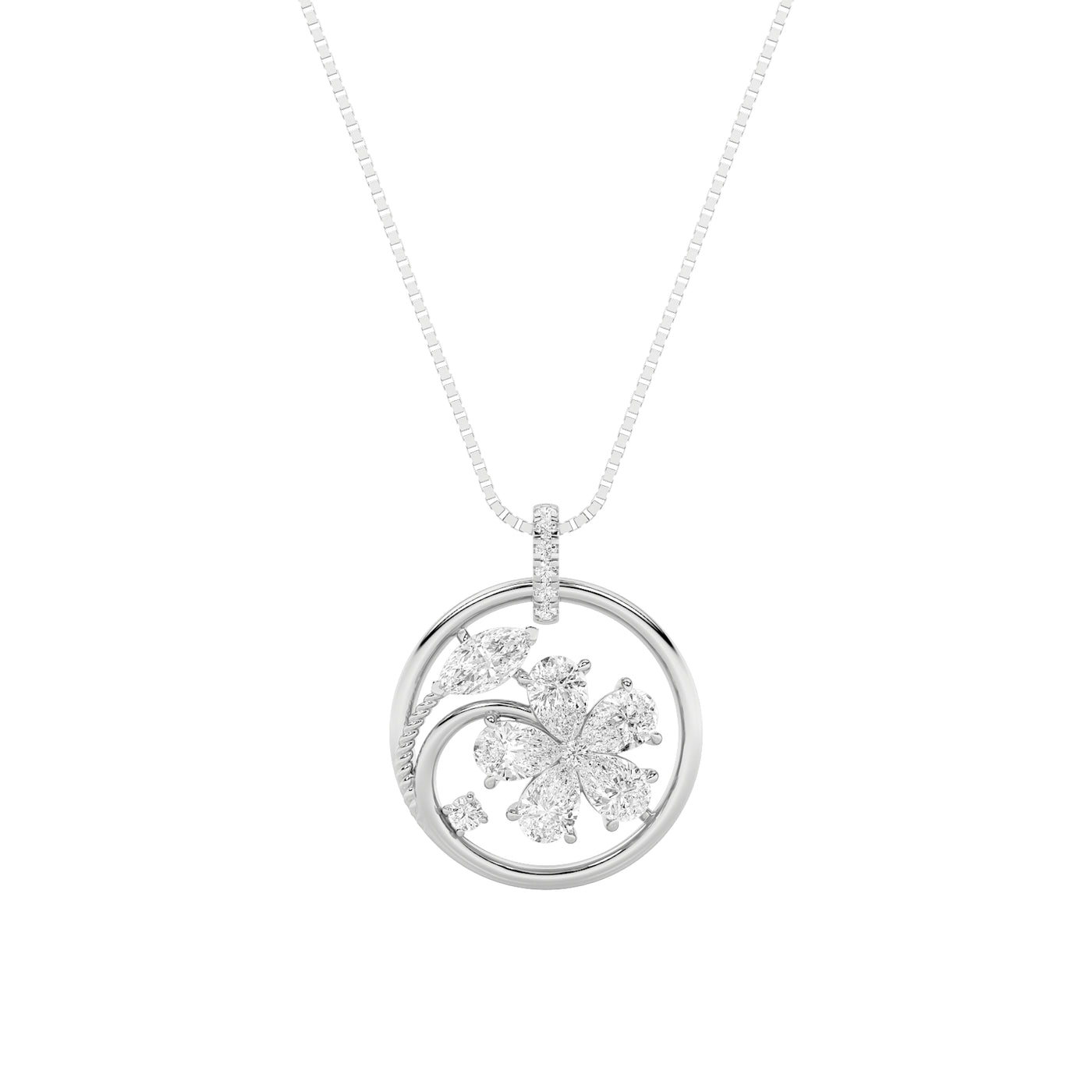 14KW 7.5ct Lab Diamond Marquise Pendant