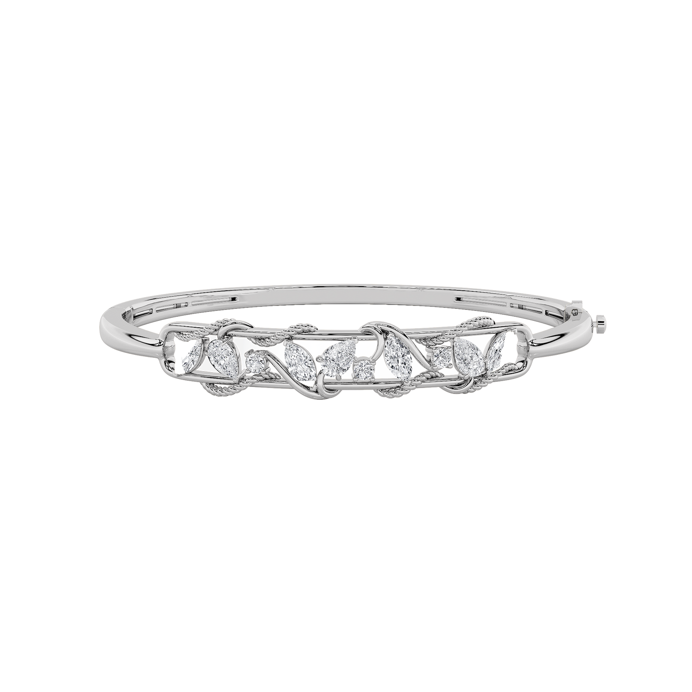14KW 3ct Lab Diamond Contemporary Bangle Bracelet
