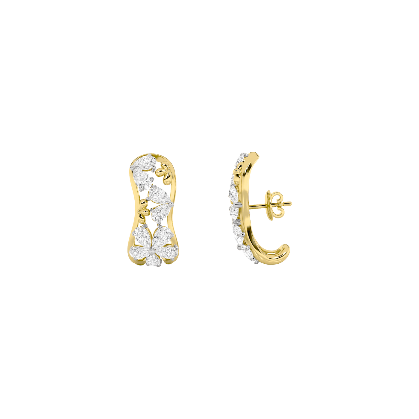 14KY Lab Diamond Huggie Earrings 4.5ctw F+VS+