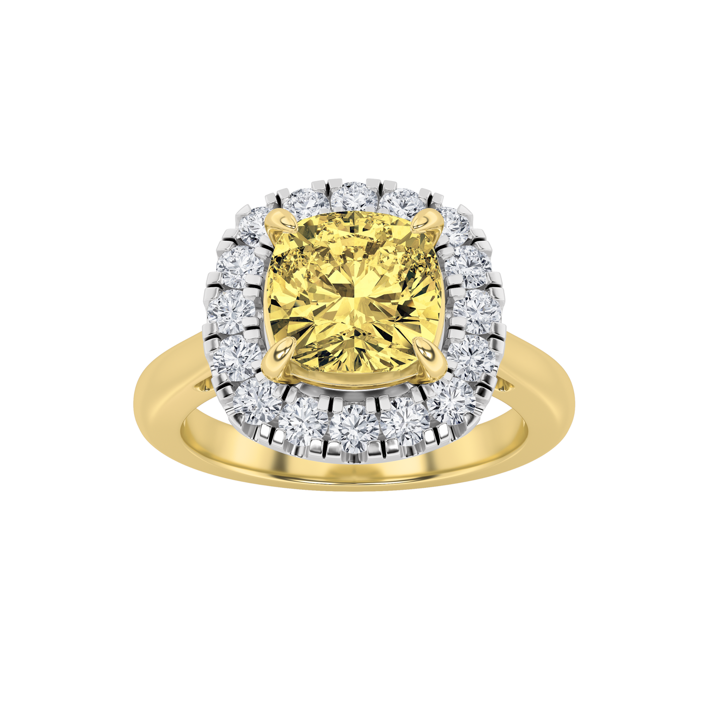 14KYW 2.5ct Lab Diamond Halo Ring F+VVS+
