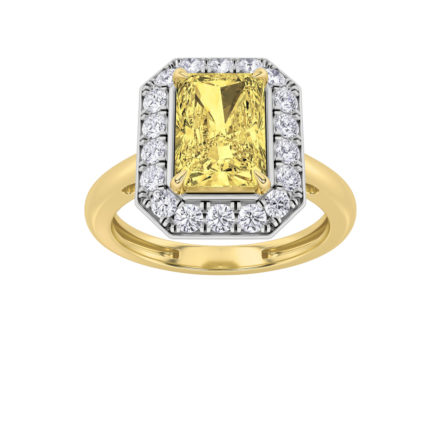 14K YW 2.5CT Lab Diamond Halo Engagement Ring