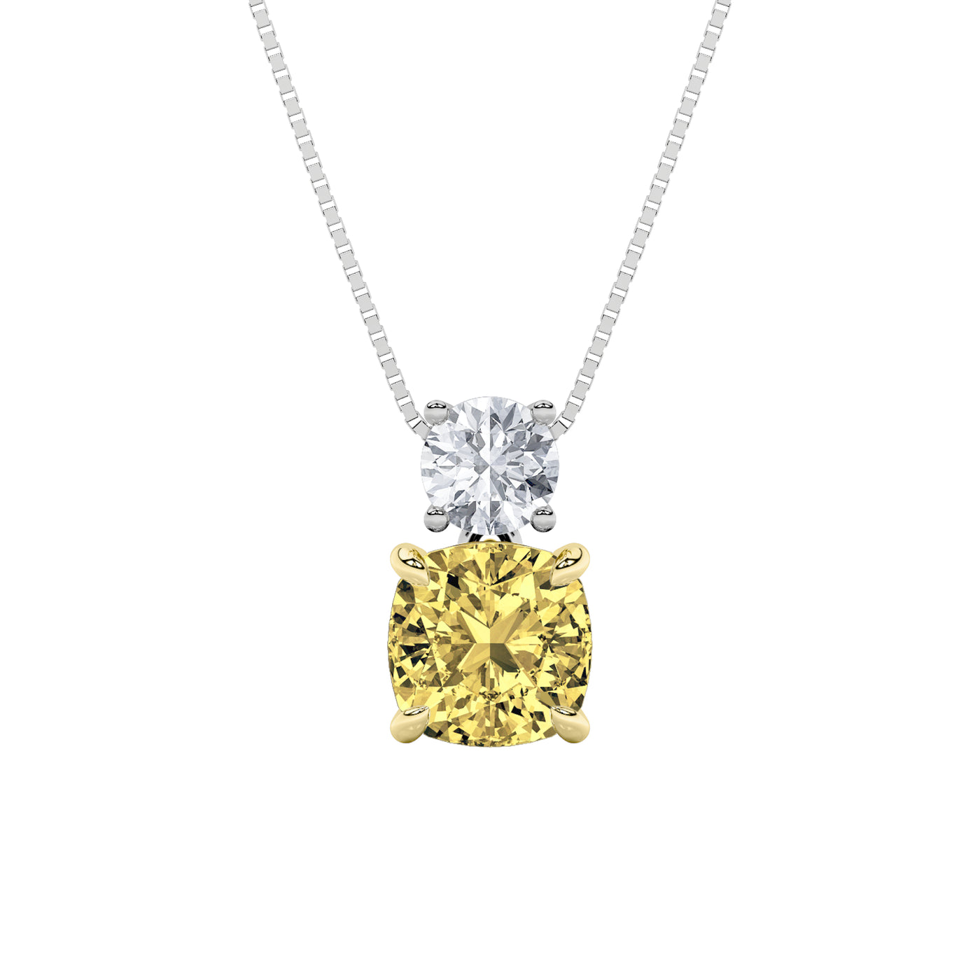 14K WY 2.5ct Lab Diamond Pendant Necklace