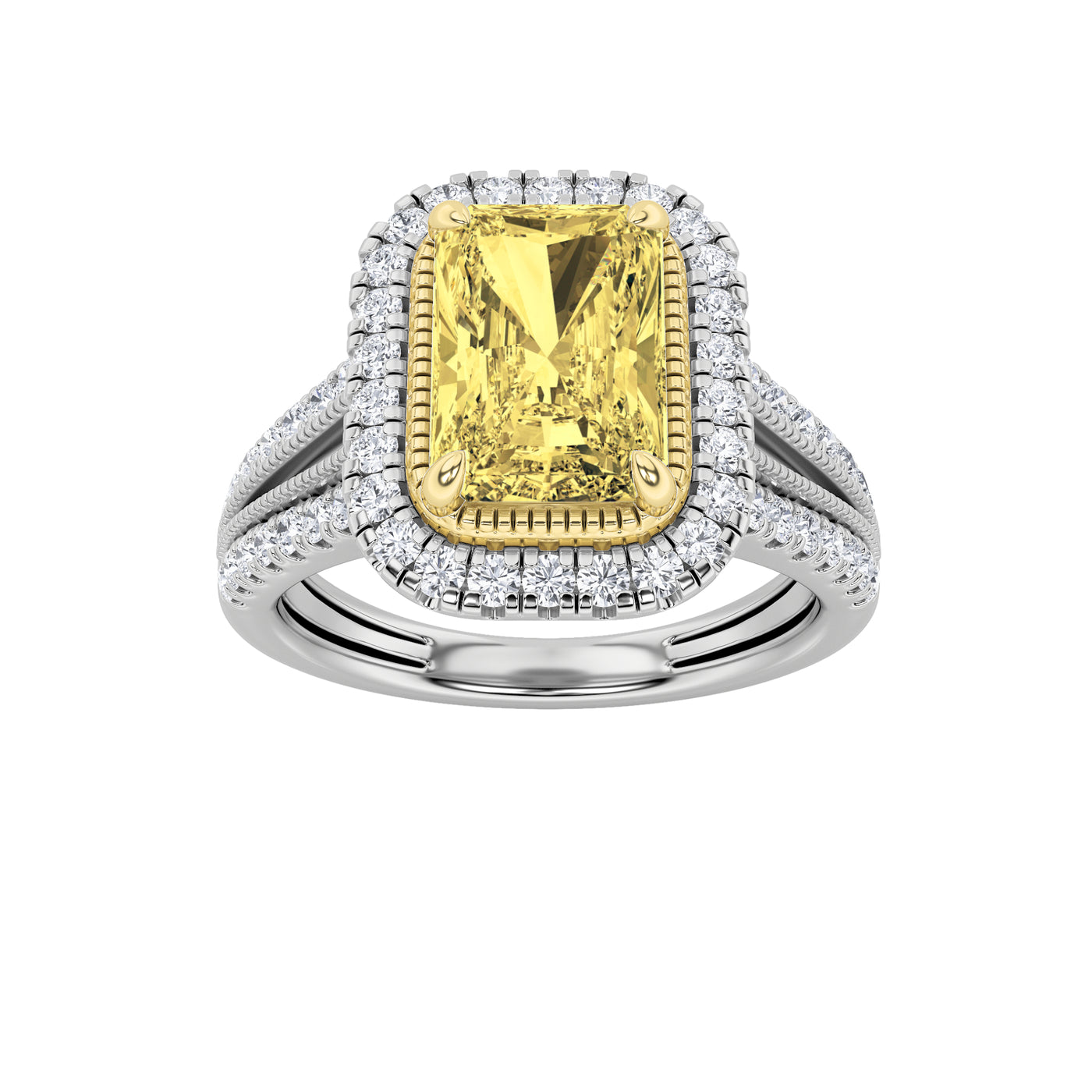 14K Two-Tone 2.5ct Lab Diamond Halo Engagement Ring