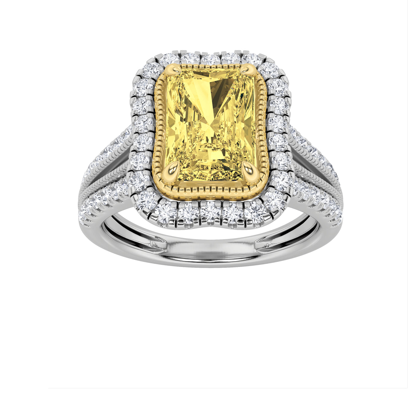 14K WY 2.5ct Lab Diamond Halo Ring F+VS+