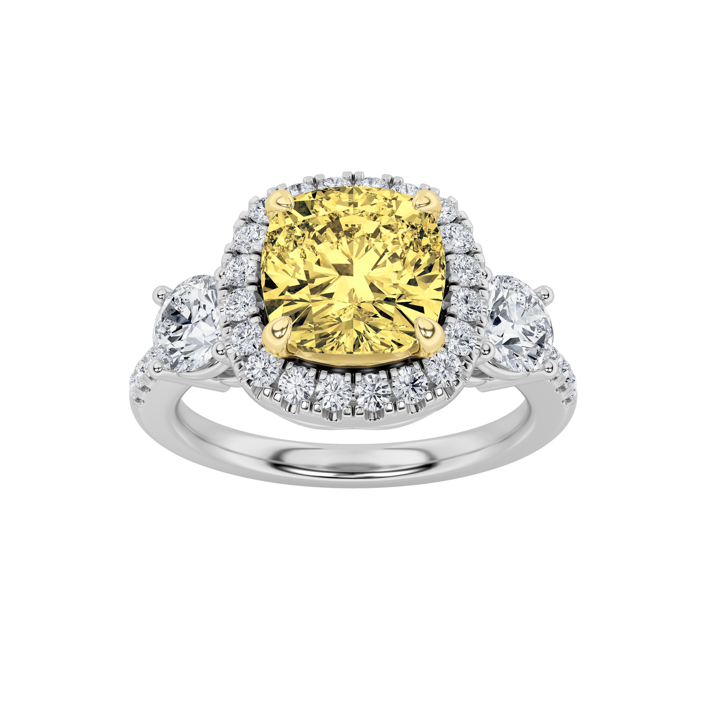 14K WY 3ct Lab Diamond Halo Ring F+VS+
