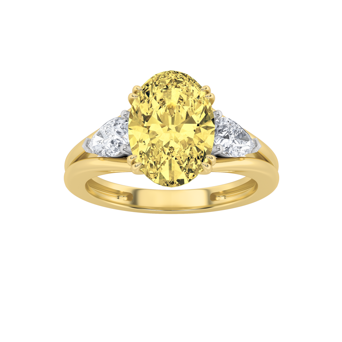 14KWY 3.5ct Oval Lab Diamond Three-Stone Engagement Ring